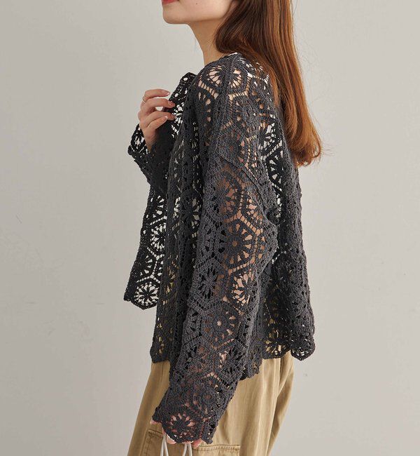  「カギ針編み風2WAYカーディガン」|カーディガン|