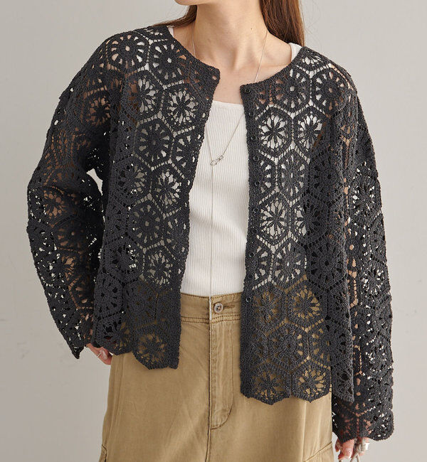  「カギ針編み風2WAYカーディガン」|カーディガン|