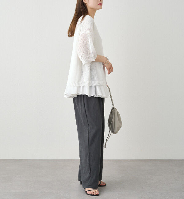  「テープヤーンハーフスリーブニットプルオーバー」|ニット・セーター|