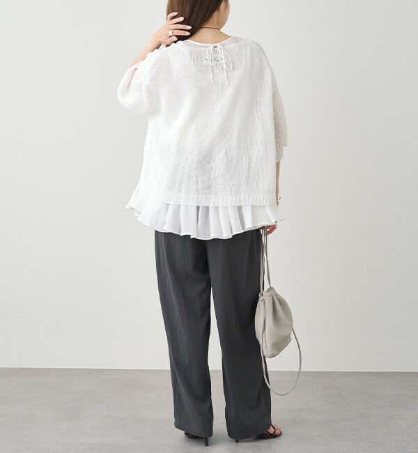  「テープヤーンハーフスリーブニットプルオーバー」|ニット・セーター|