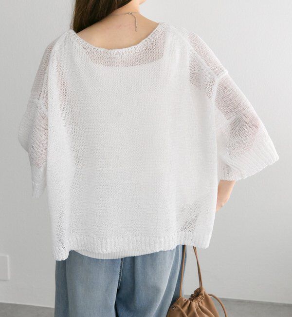  「テープヤーンハーフスリーブニットプルオーバー」|ニット・セーター|