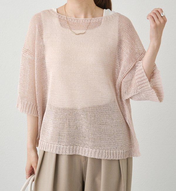  「テープヤーンハーフスリーブニットプルオーバー」|ニット・セーター|