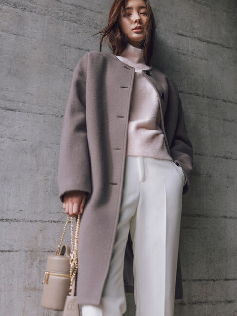 宮本茉由着用】ウールメルトンノーカラーロングコート《2025winter