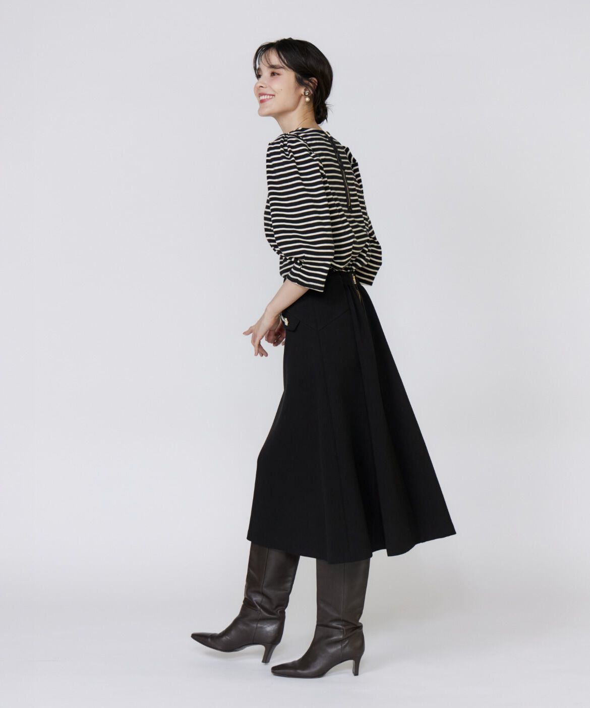 Maglie le cassetto「ボーダーパフスリーブプルオーバー」|Tシャツ・カットソー|