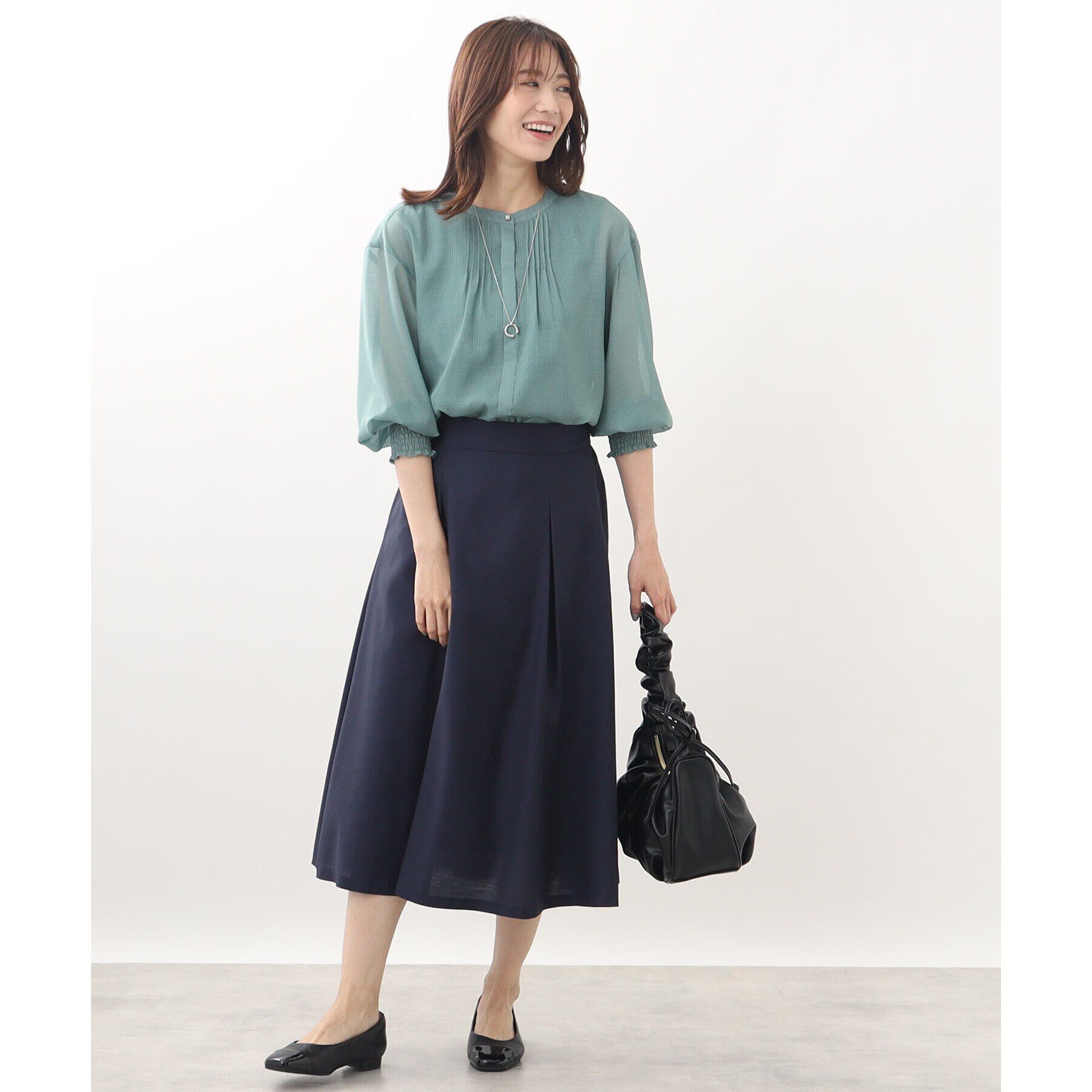 Reflect「【手洗い可】シャンブレーカラースカート」|スカート|