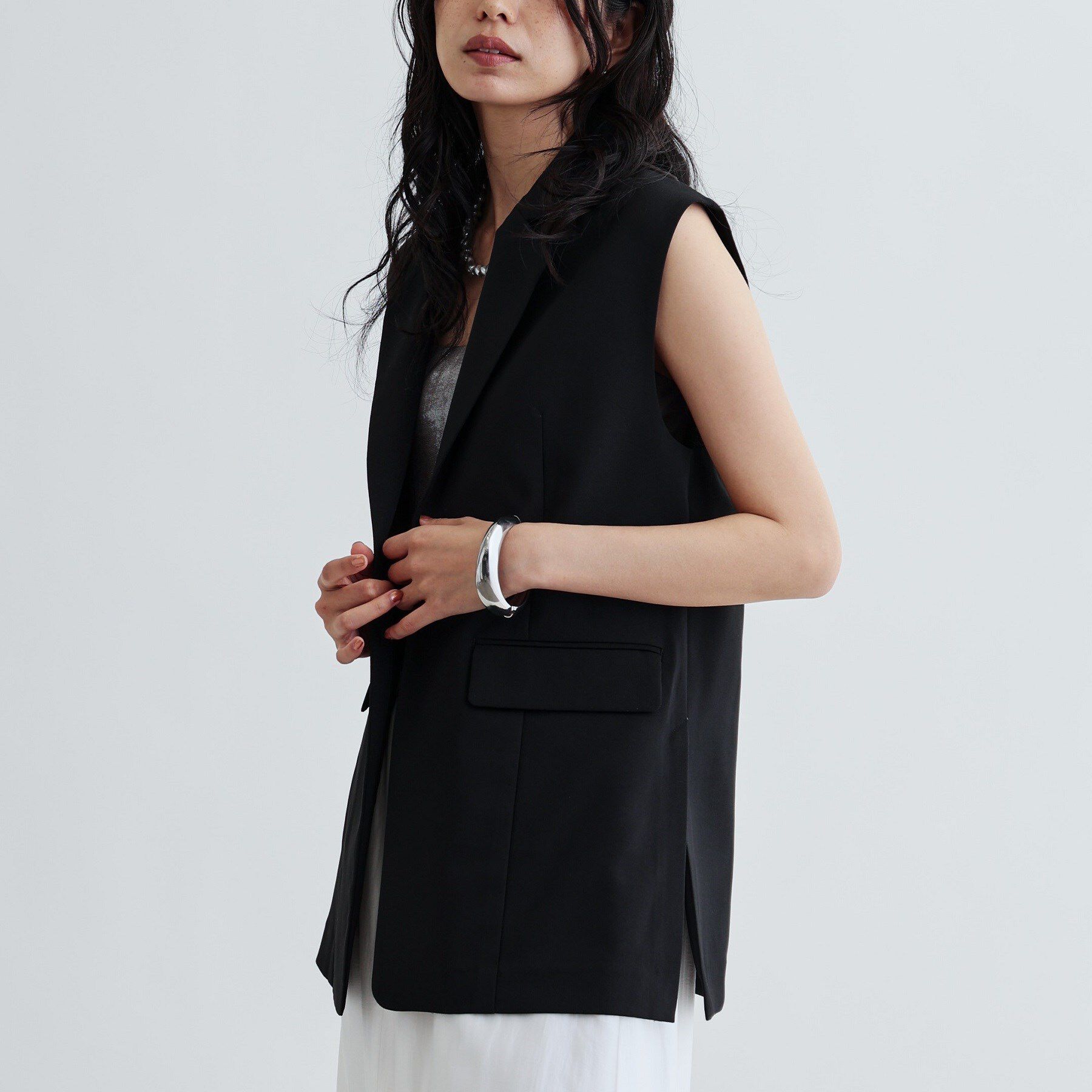 GALLEST「【セットアップ対応】リネンライクジレジャケット【カセット服/通勤・オフィス】」|ベスト・ジレ|