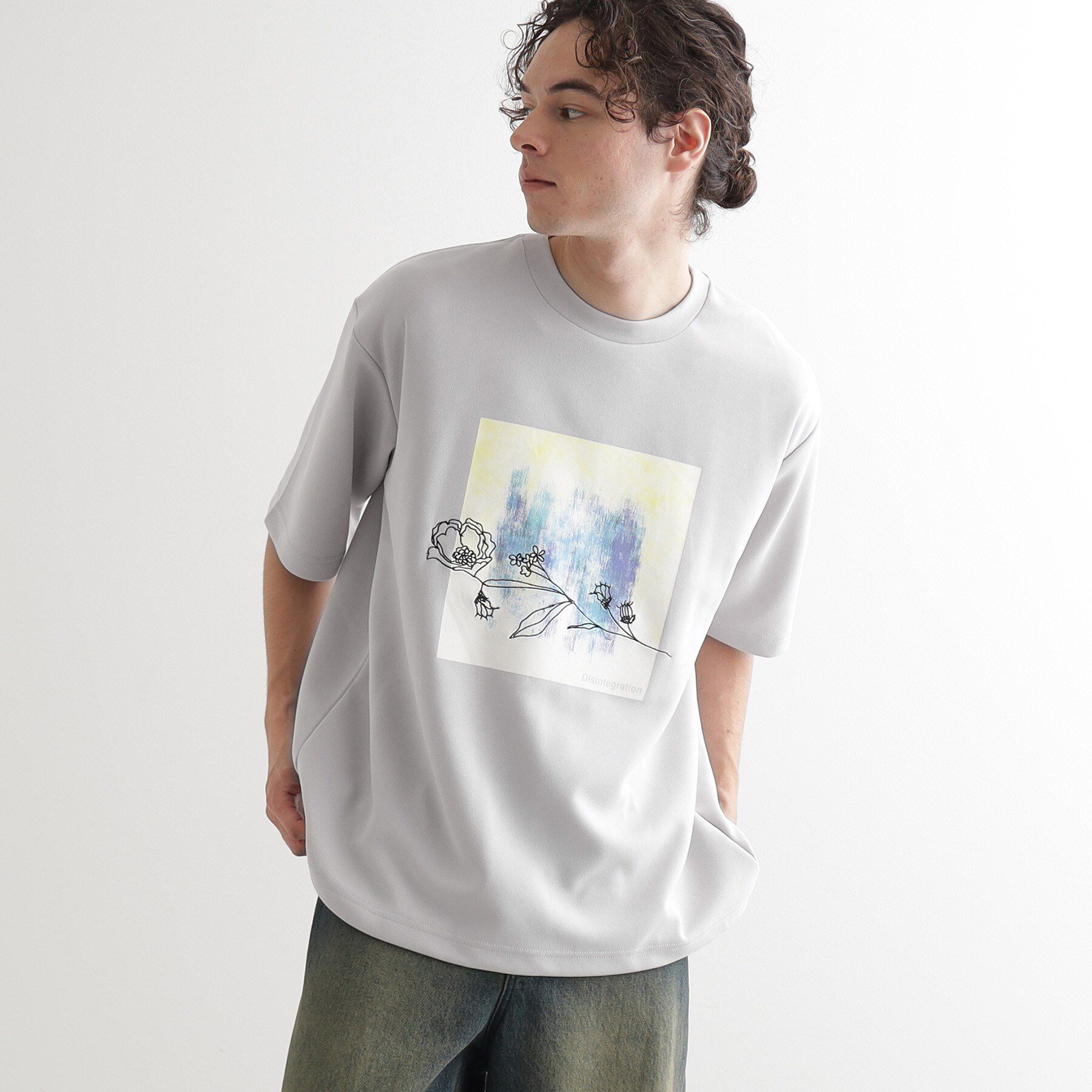 tk.TAKEO KIKUCHI「フラワー刺繍アブストカットソー」|Tシャツ・カットソー|ライトグレー(011