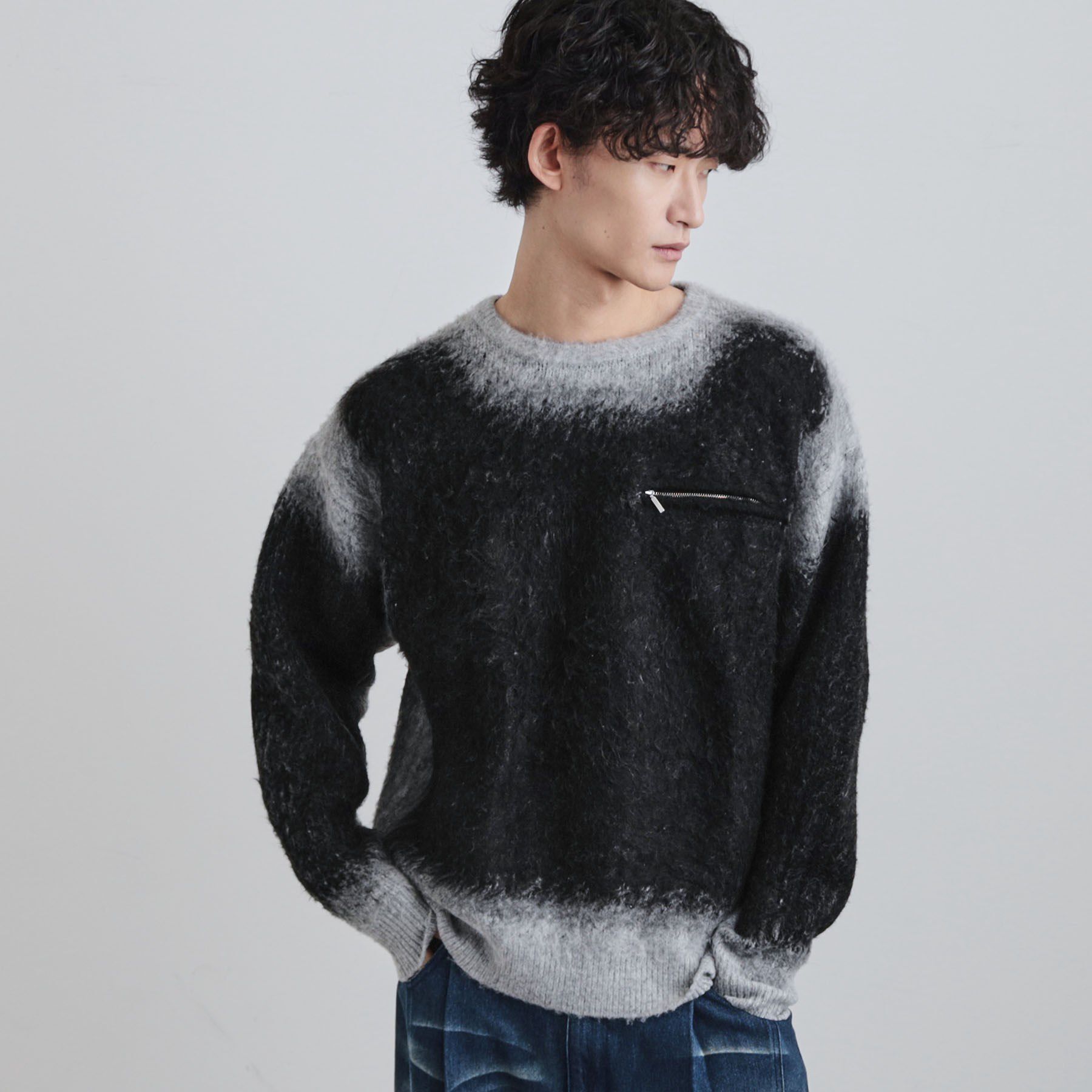 tk.TAKEO KIKUCHI「グラデーションニット」|ニット・セーター|ブラック(019)