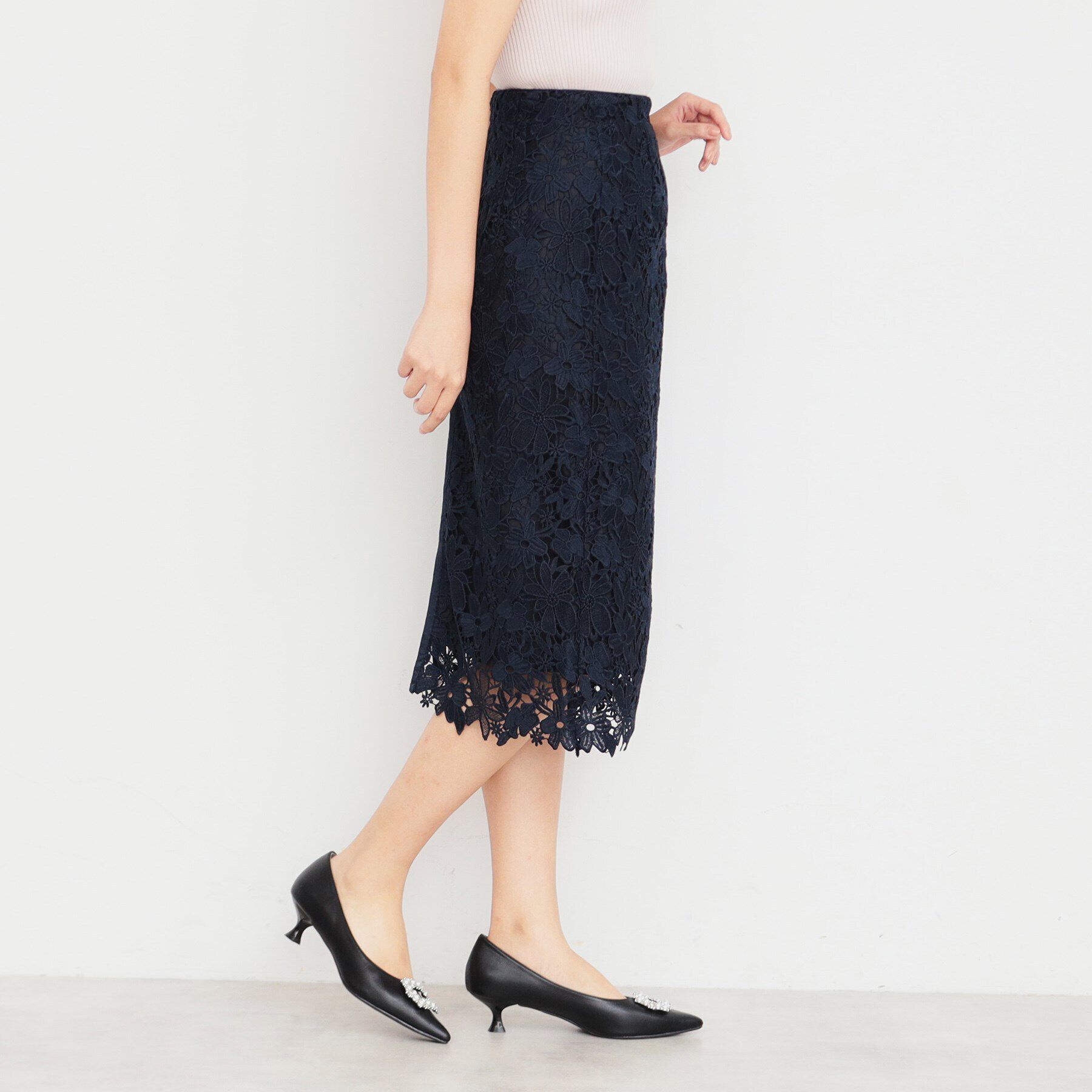 index「フラワーレースタイトスカート【洗濯機洗い可】」|スカート|