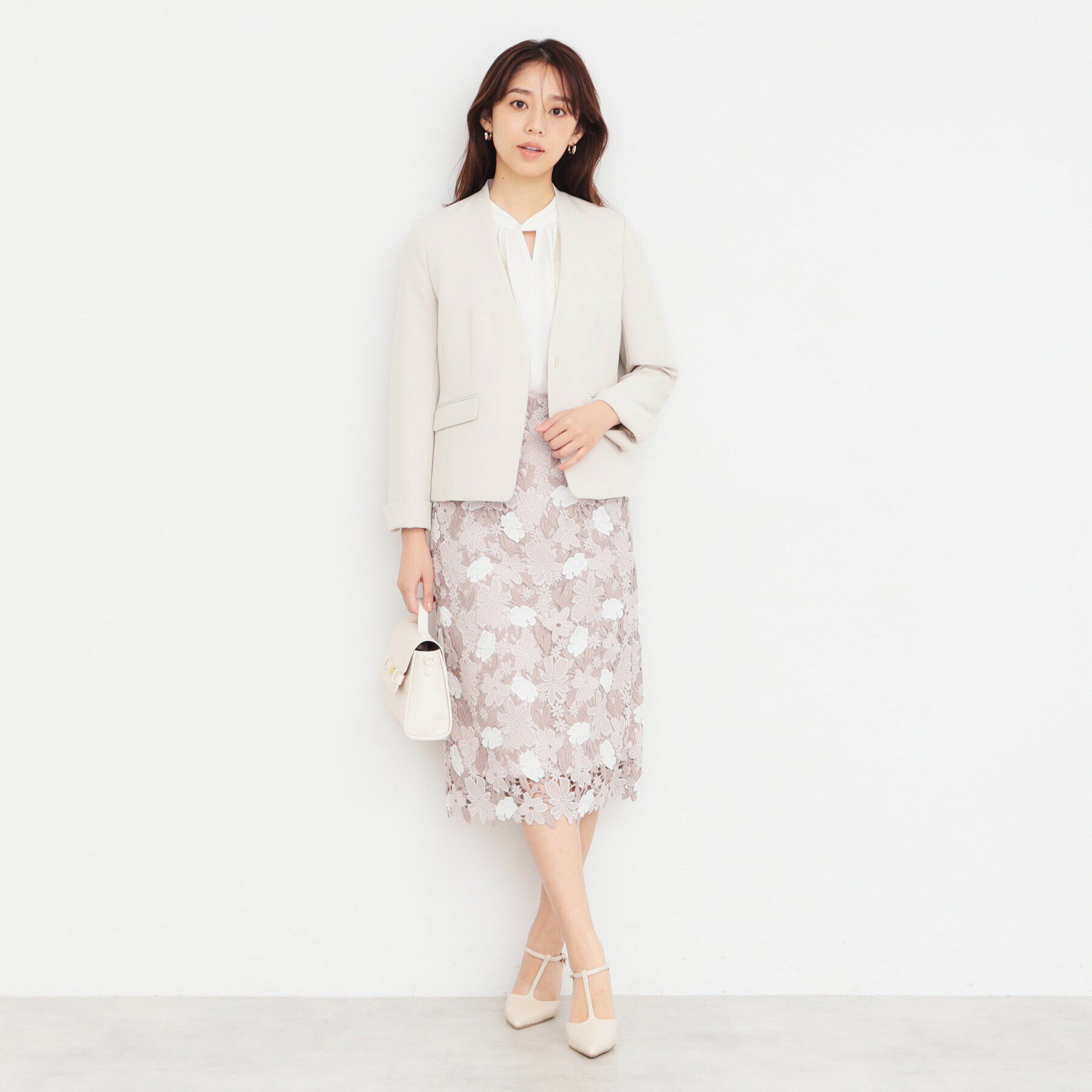 index「ダブルクロスノーカラージャケット/セットアップ対応【洗濯機洗い可/ストレッチ/防シワ/イージーアイロ」|ノーカラージャケット|