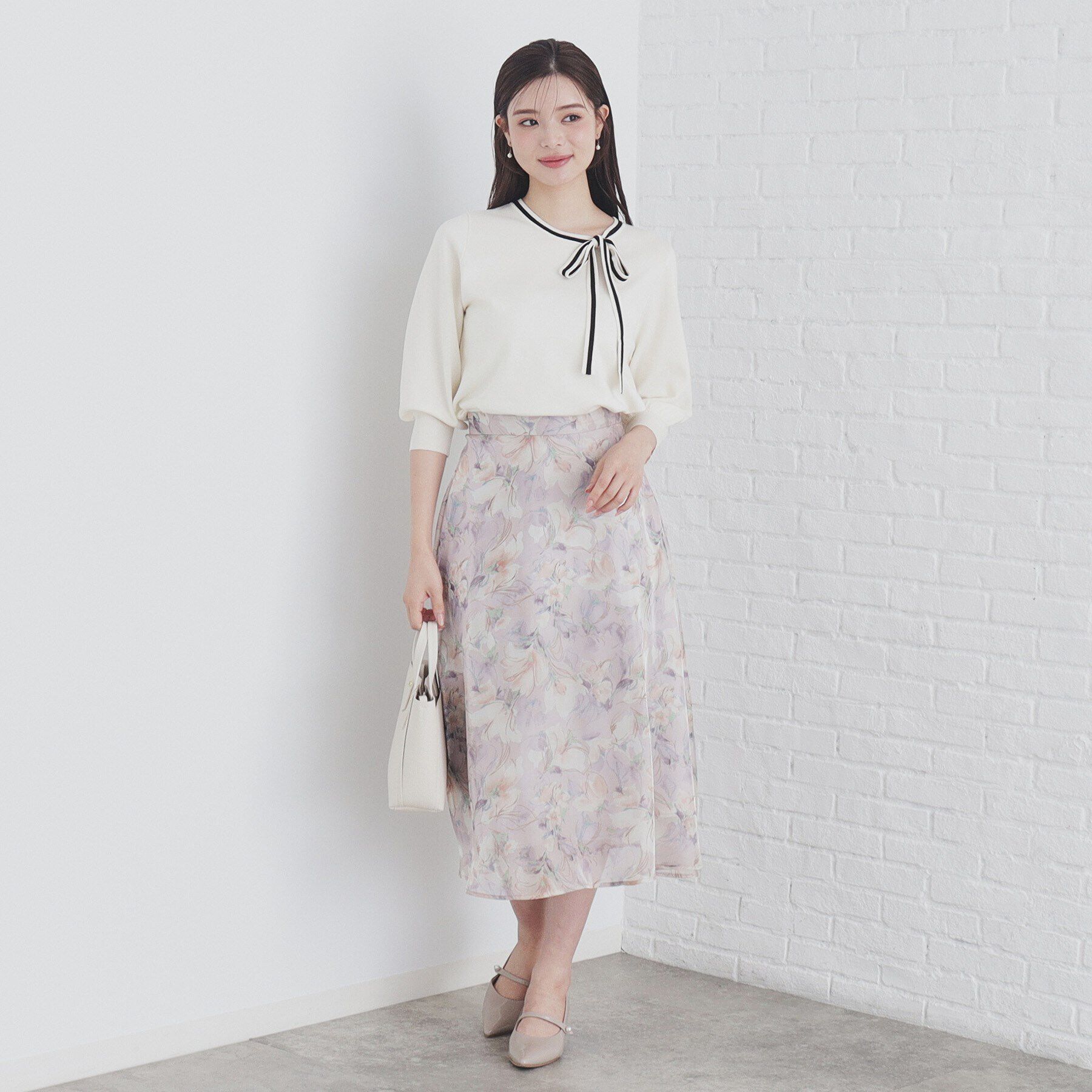 index「バイカラーボウタイプルニット【洗濯機洗い可】」|ニット・セーター|