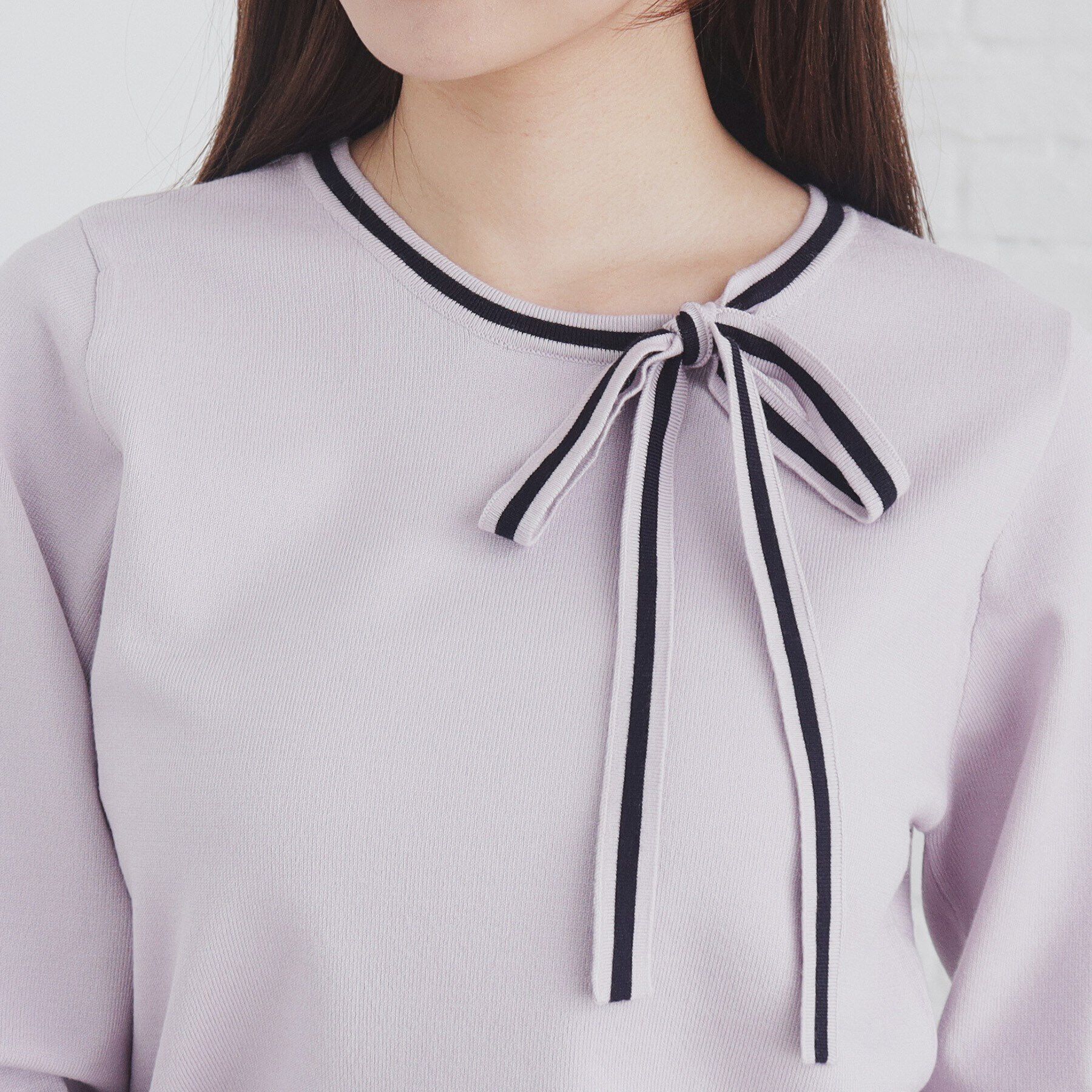 index「バイカラーボウタイプルニット【洗濯機洗い可】」|ニット・セーター|