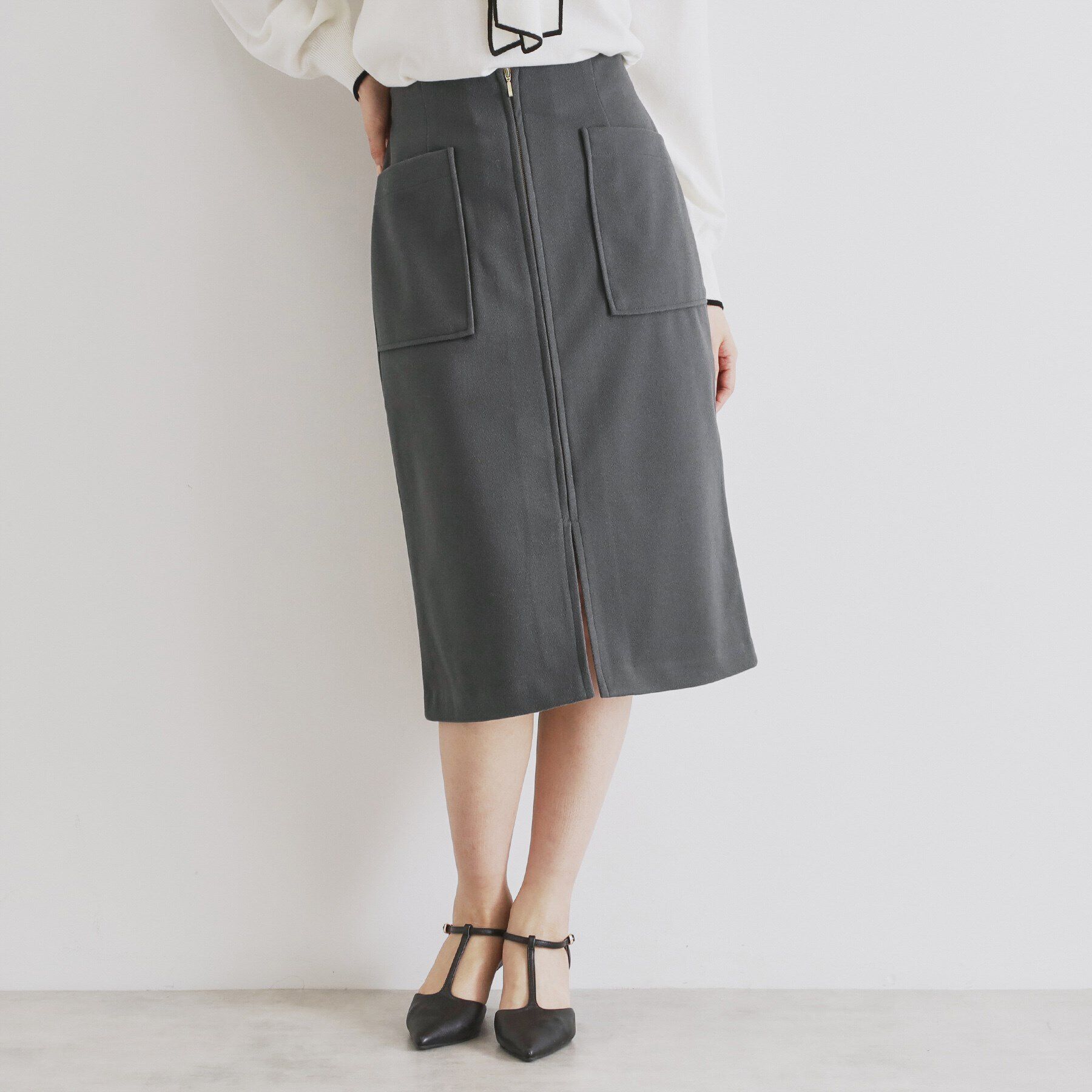 index「ジップタイトスカート【洗濯機洗い可/イージーアイロン】」|スカート|チャコールグレー(0