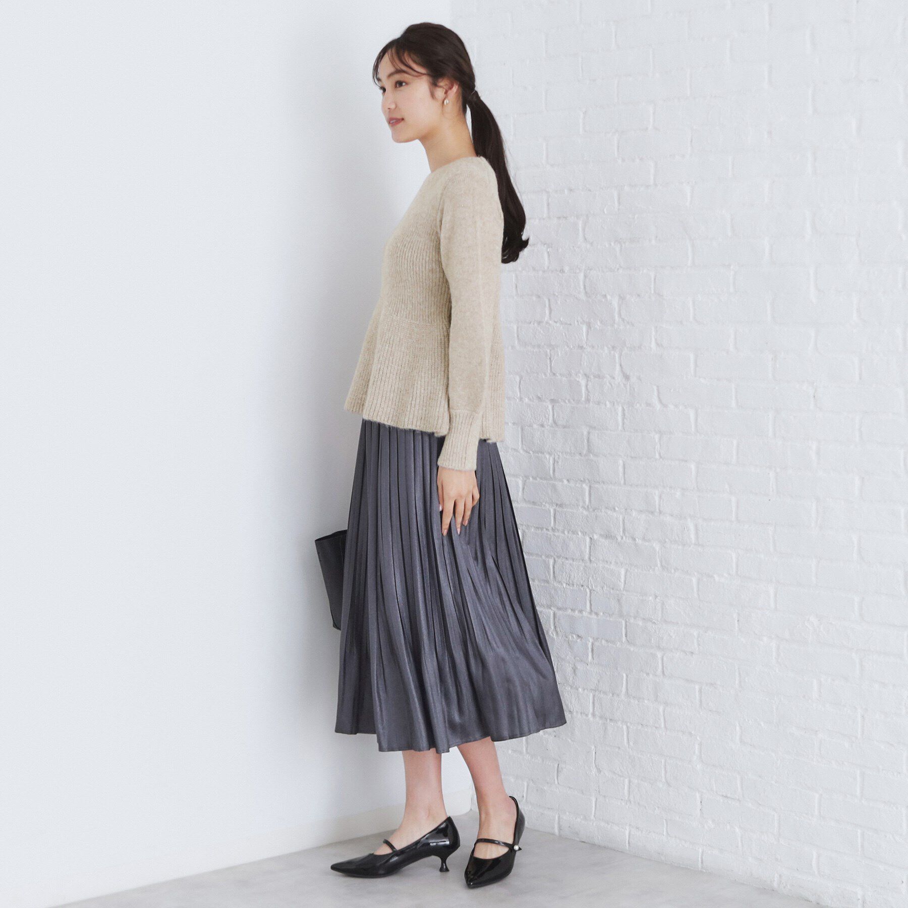 index「ラメペプラムニットトップス【洗濯機洗い可】」|ニット・セーター|