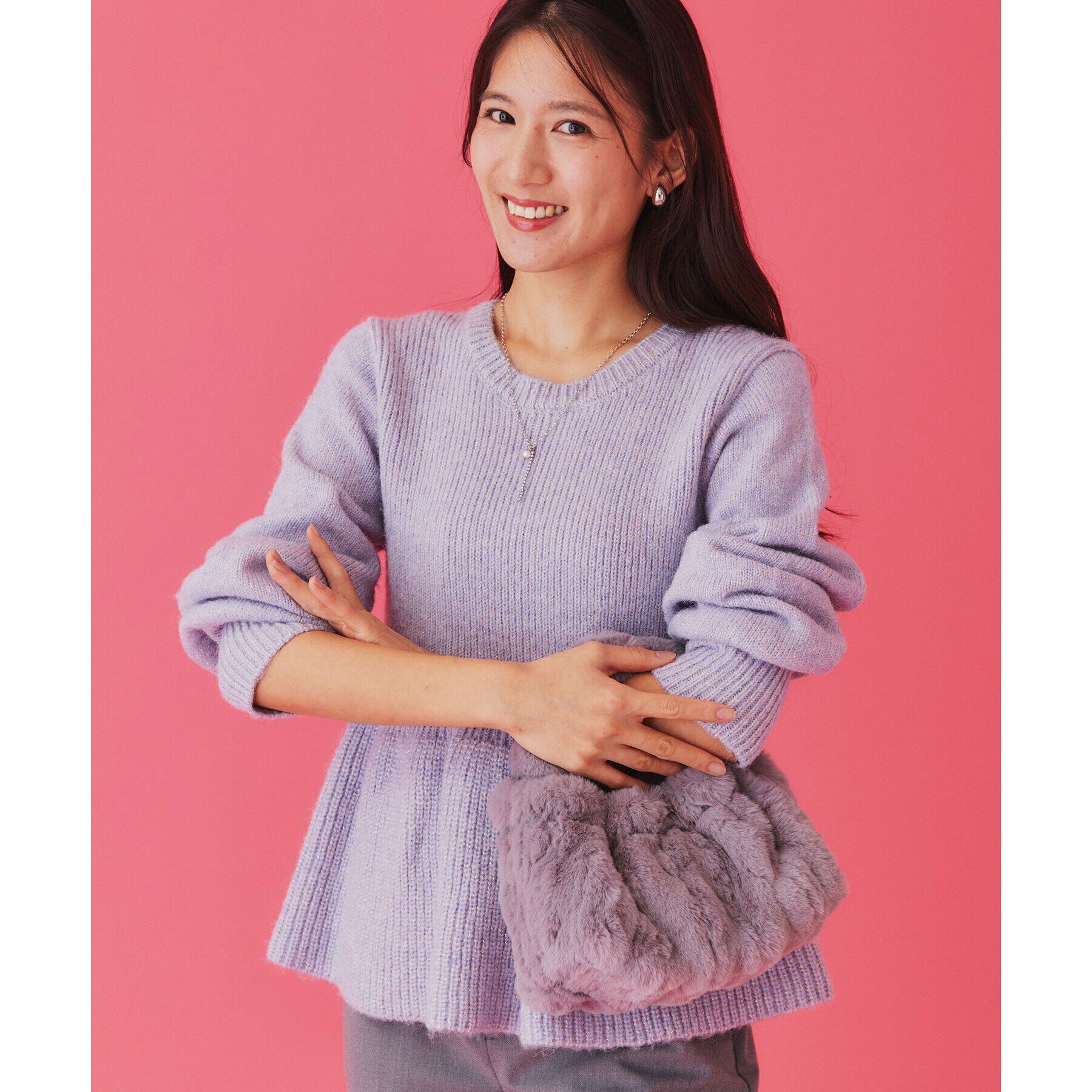 index「ラメペプラムニットトップス【洗濯機洗い可】」|ニット・セーター|