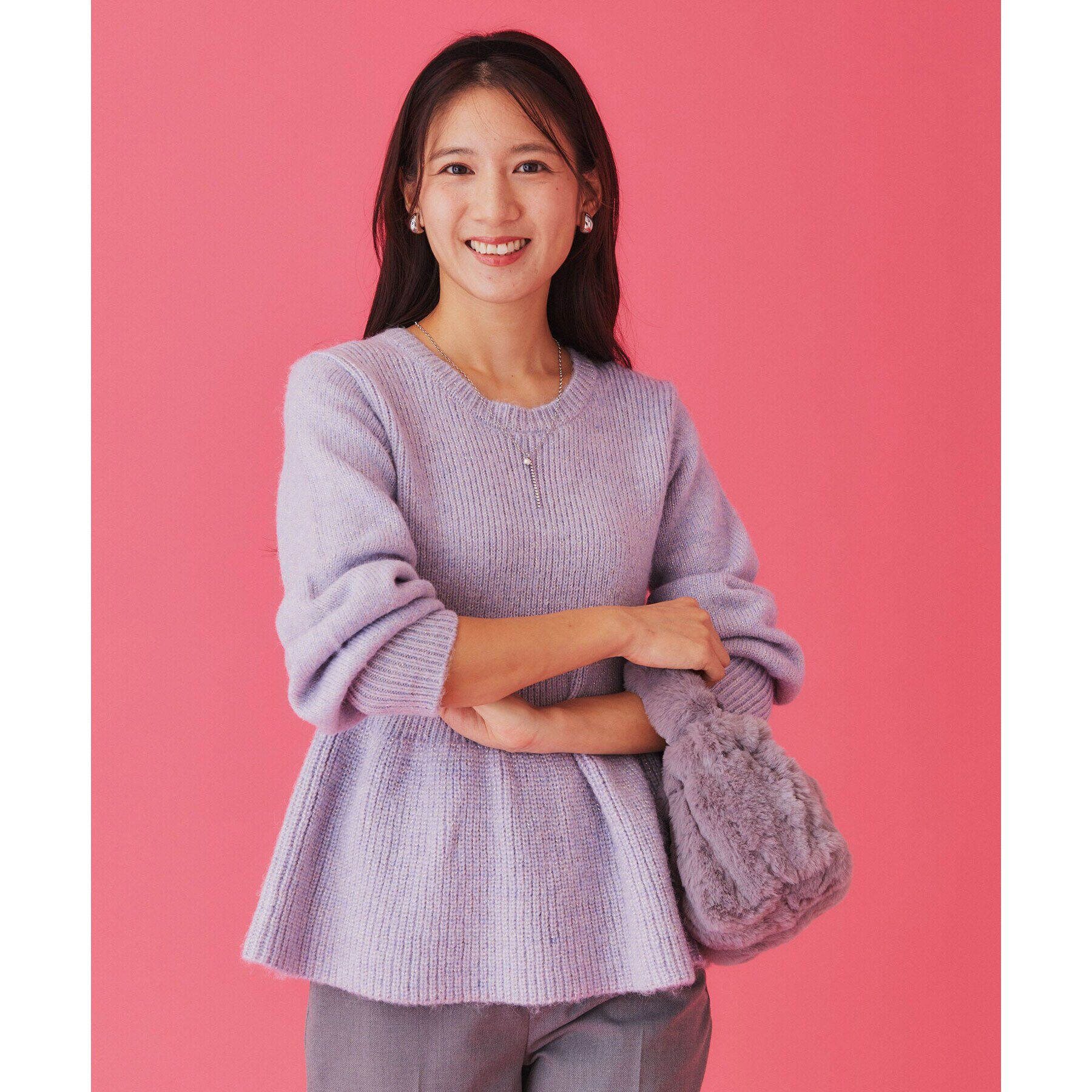 index「ラメペプラムニットトップス【洗濯機洗い可】」|ニット・セーター|