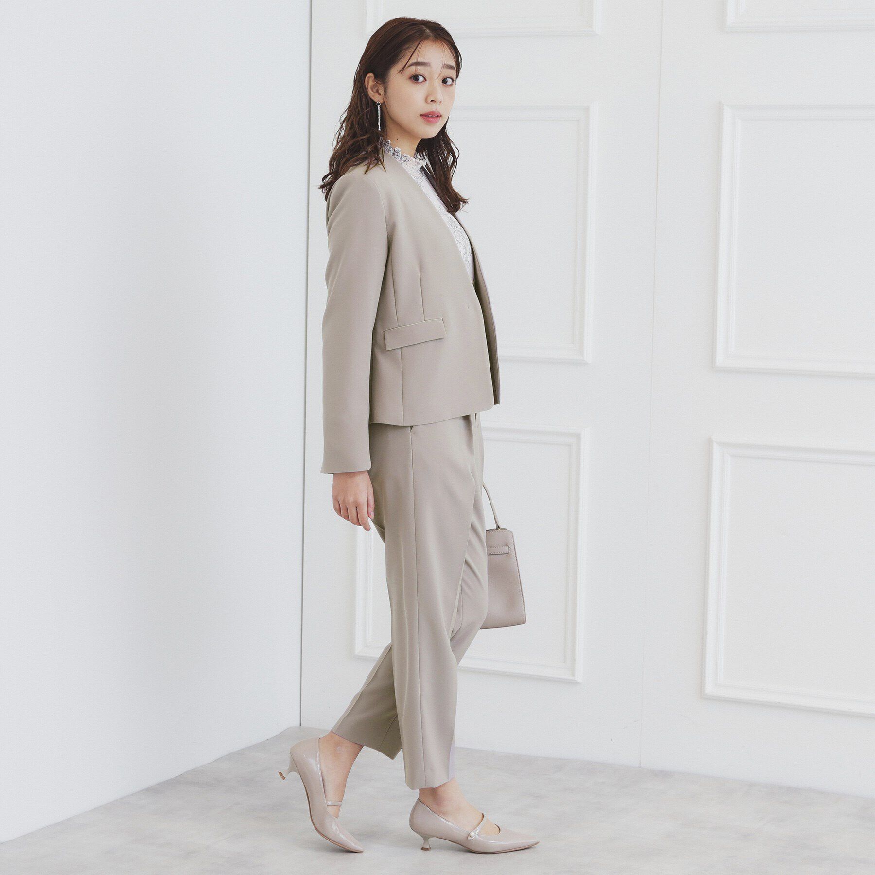 index「《通勤・セレモニー/セットアップ対応》多機能ノーカラージャケット【洗濯機洗い可/防シワ/抗ピル/スト」|ノーカラージャケット|