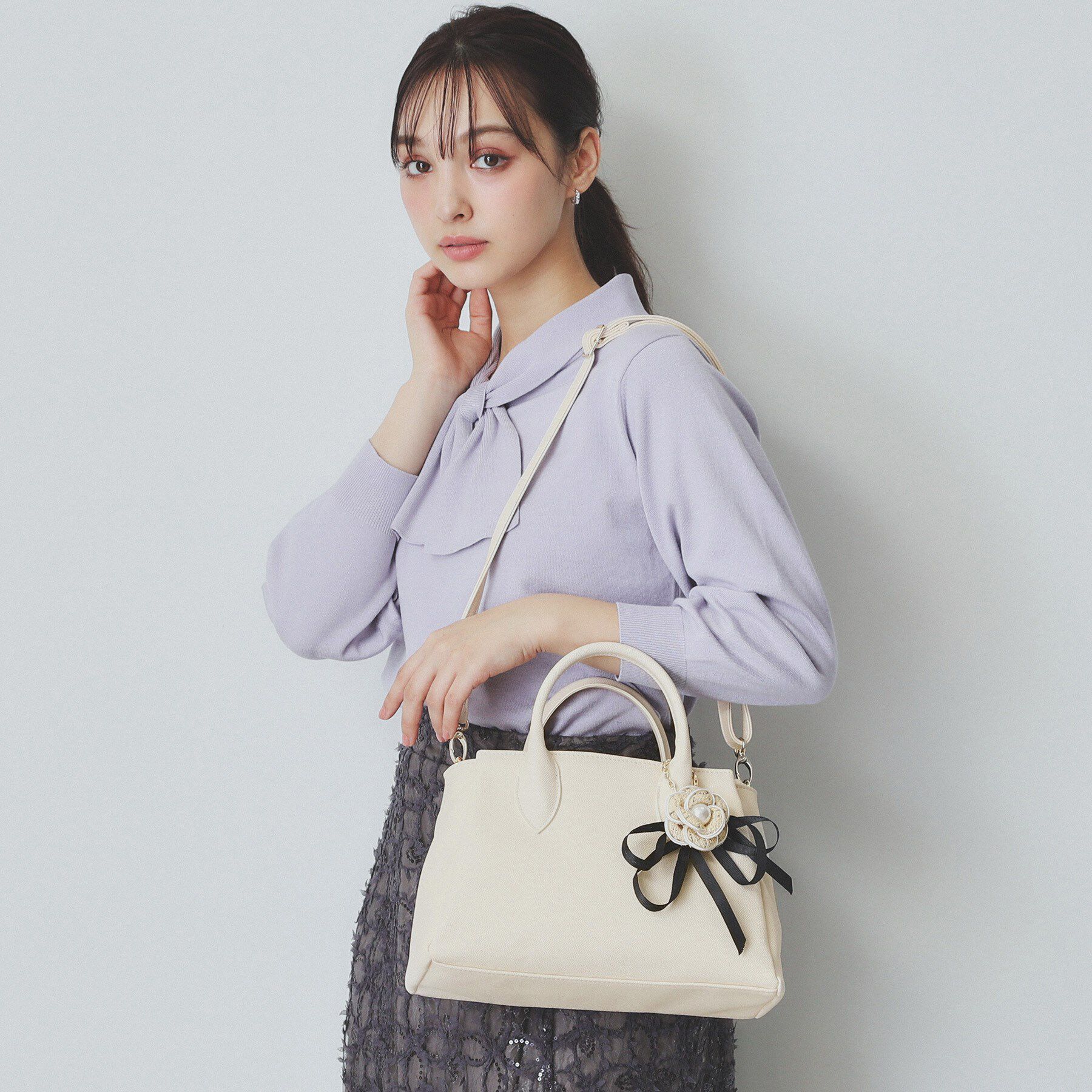 index「【2WAY】フラワーチャーム付きショルダー取外し可バッグ」|ショルダー・メッセンジャー|