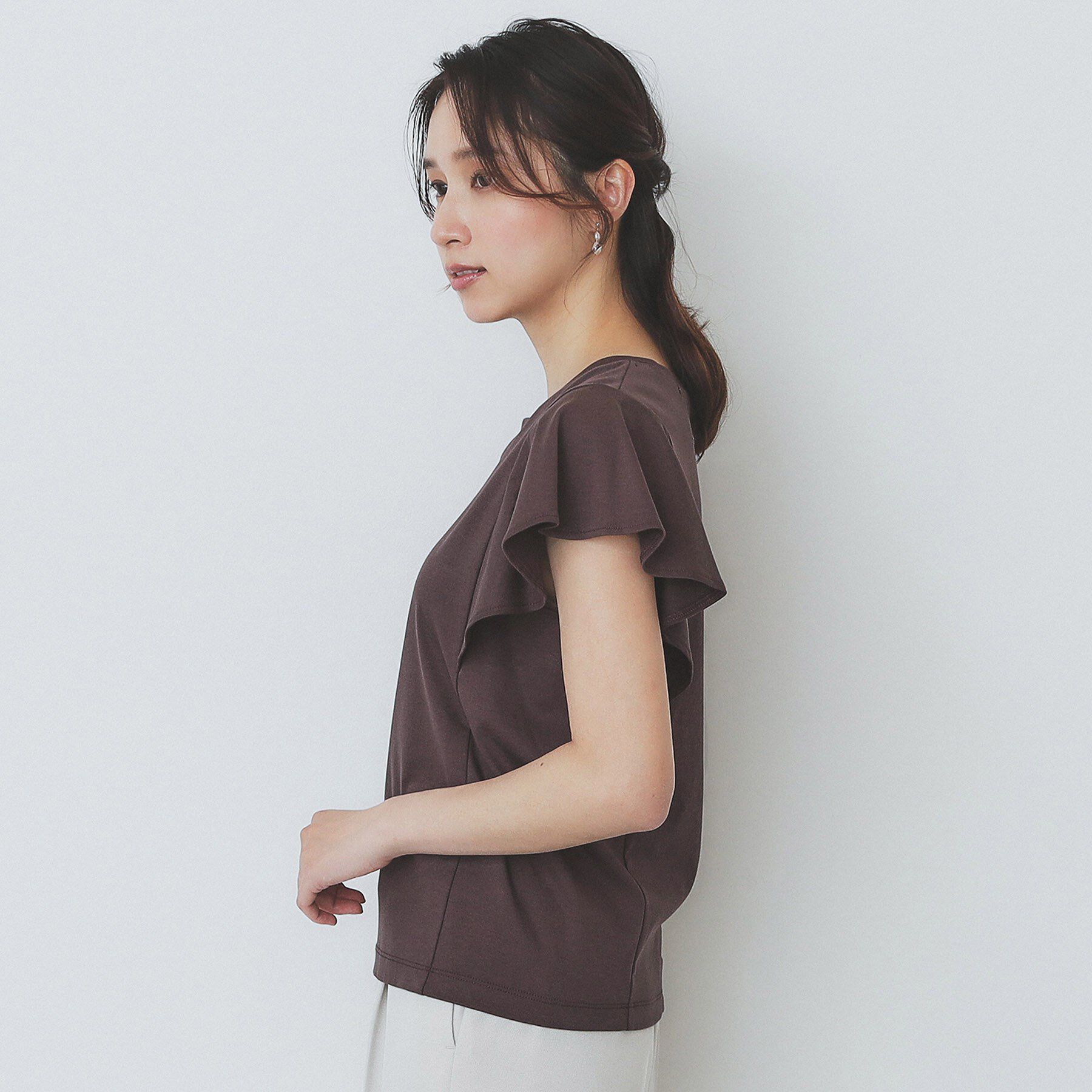 index「《美人百花掲載/XS-3Lサイズ》フレアスリーブバックシャントップス【接触冷感/UVケア/洗濯機洗い」|Tシャツ・カットソー|