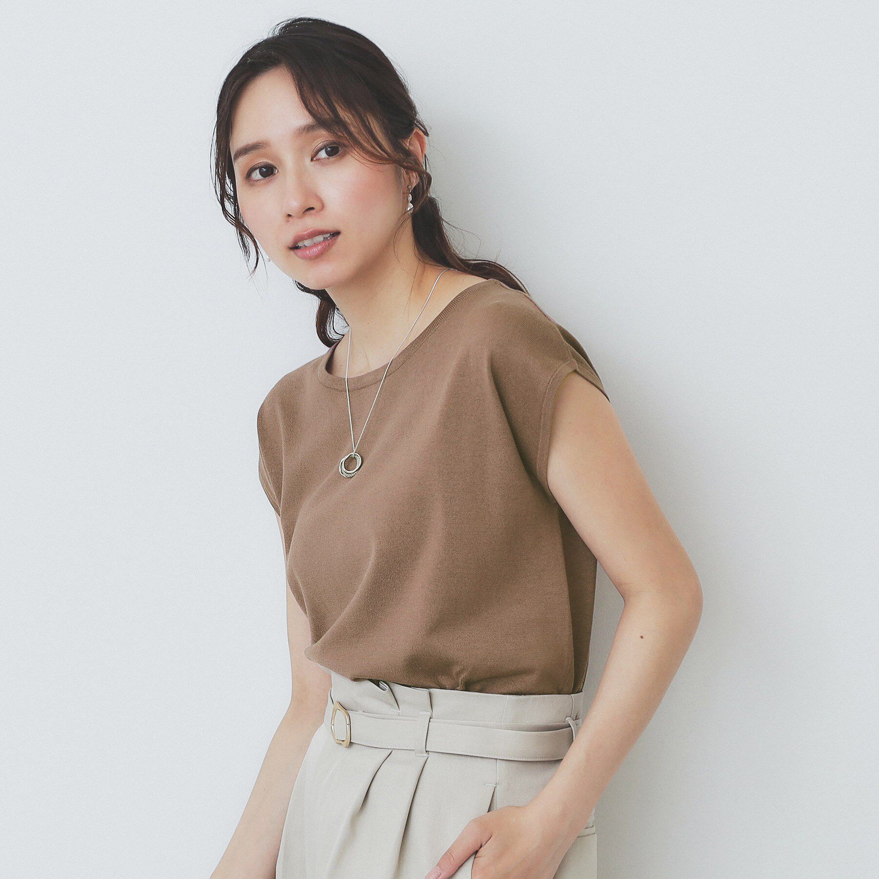 index「《XS-LLサイズ》フレンチスリーブニット【洗濯機洗い可/抗ピル】」|ニット・セーター|