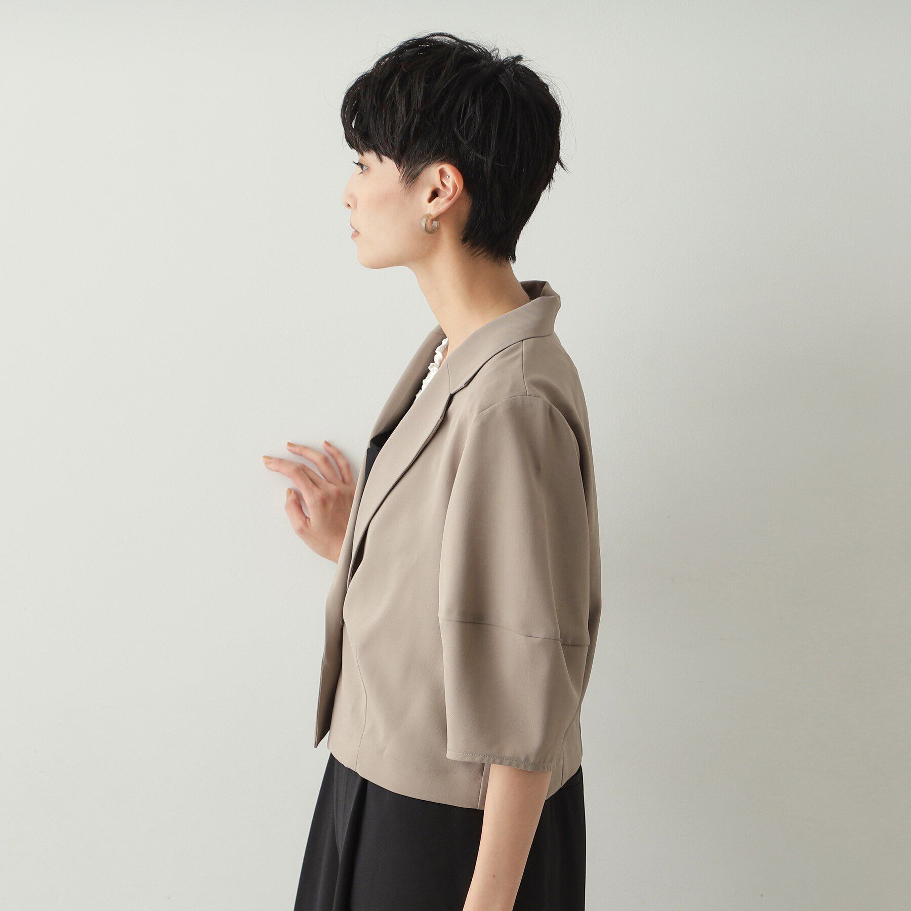 OPAQUE.CLIP「ランタンスリーブテーラードジャケット【洗濯機洗い可】」|テーラードジャケット|