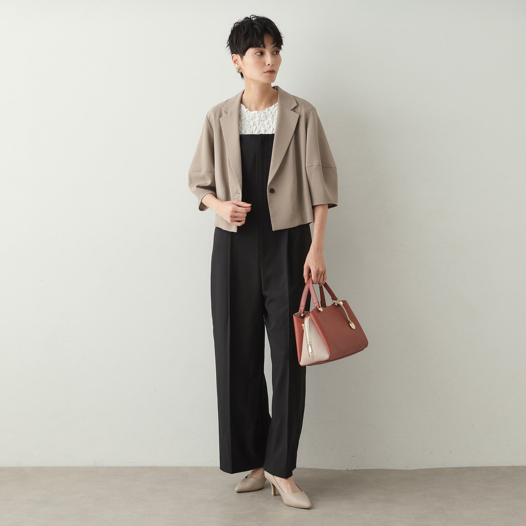 OPAQUE.CLIP「ランタンスリーブテーラードジャケット【洗濯機洗い可】」|テーラードジャケット|