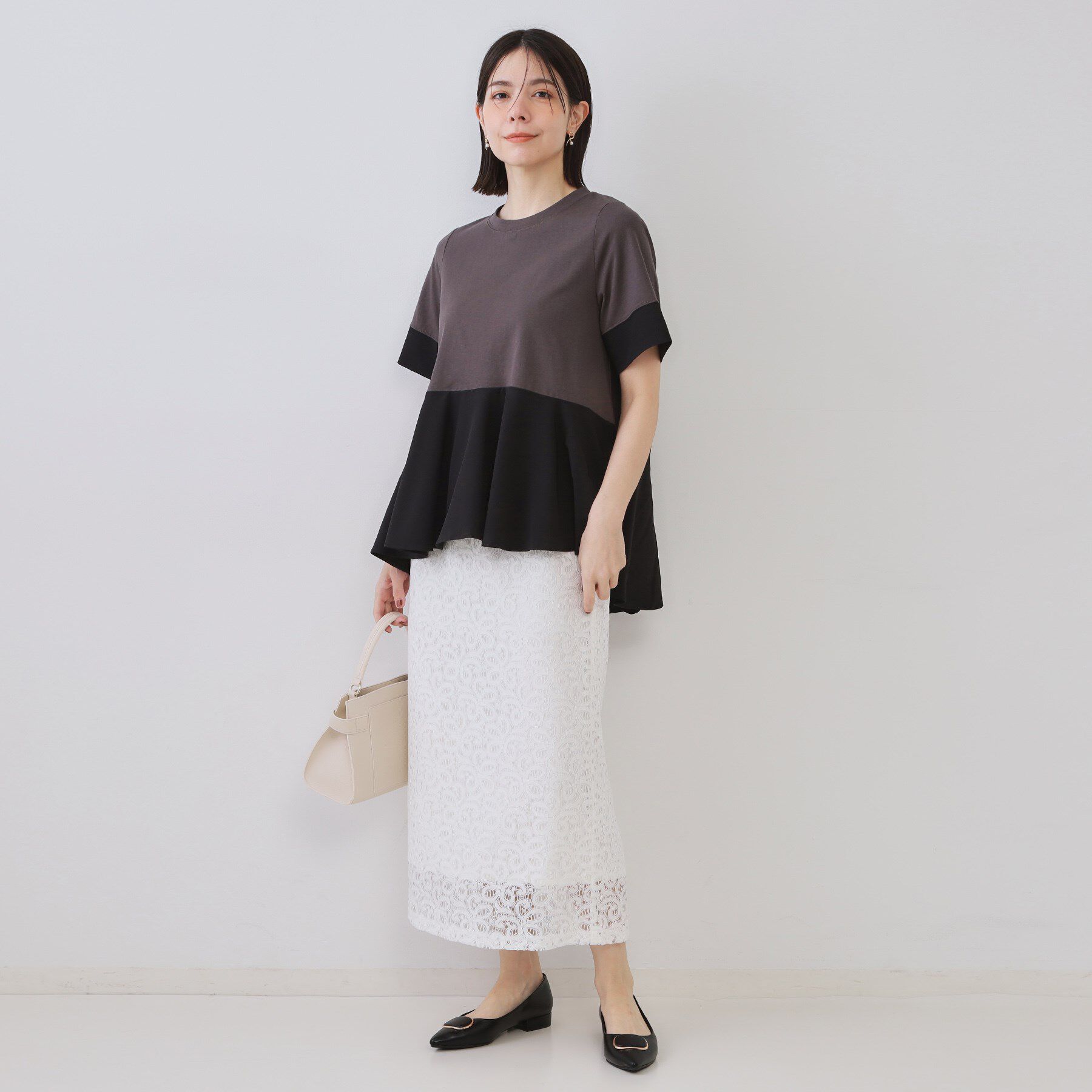 OPAQUE.CLIP「《美人百花掲載》レースイージーナロースカート【洗濯機洗い可】」|スカート|