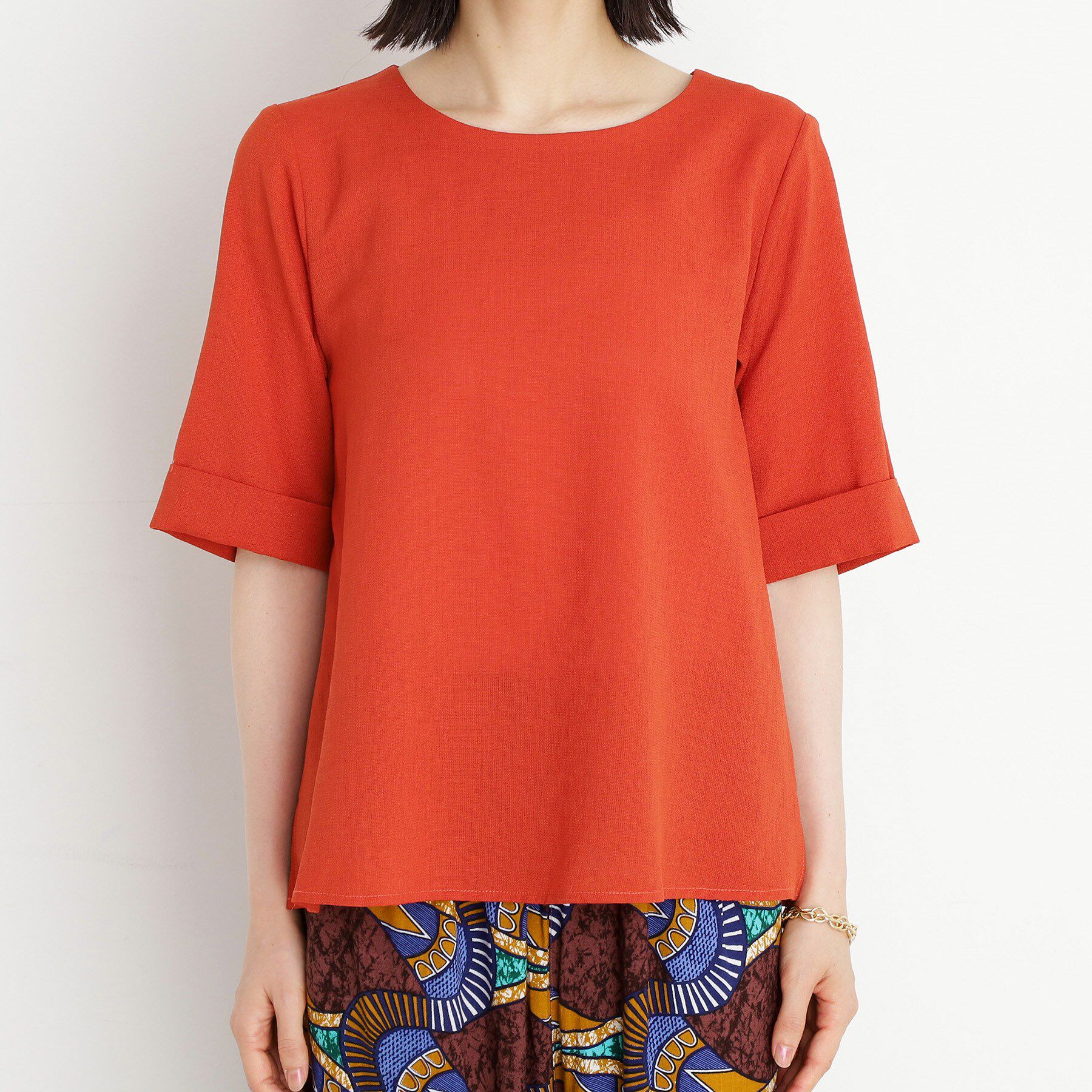 THE SHOP TK「【秋色入荷】麻調メッシュブラウス【二の腕カバー/洗える】」|シャツ・ブラウス|