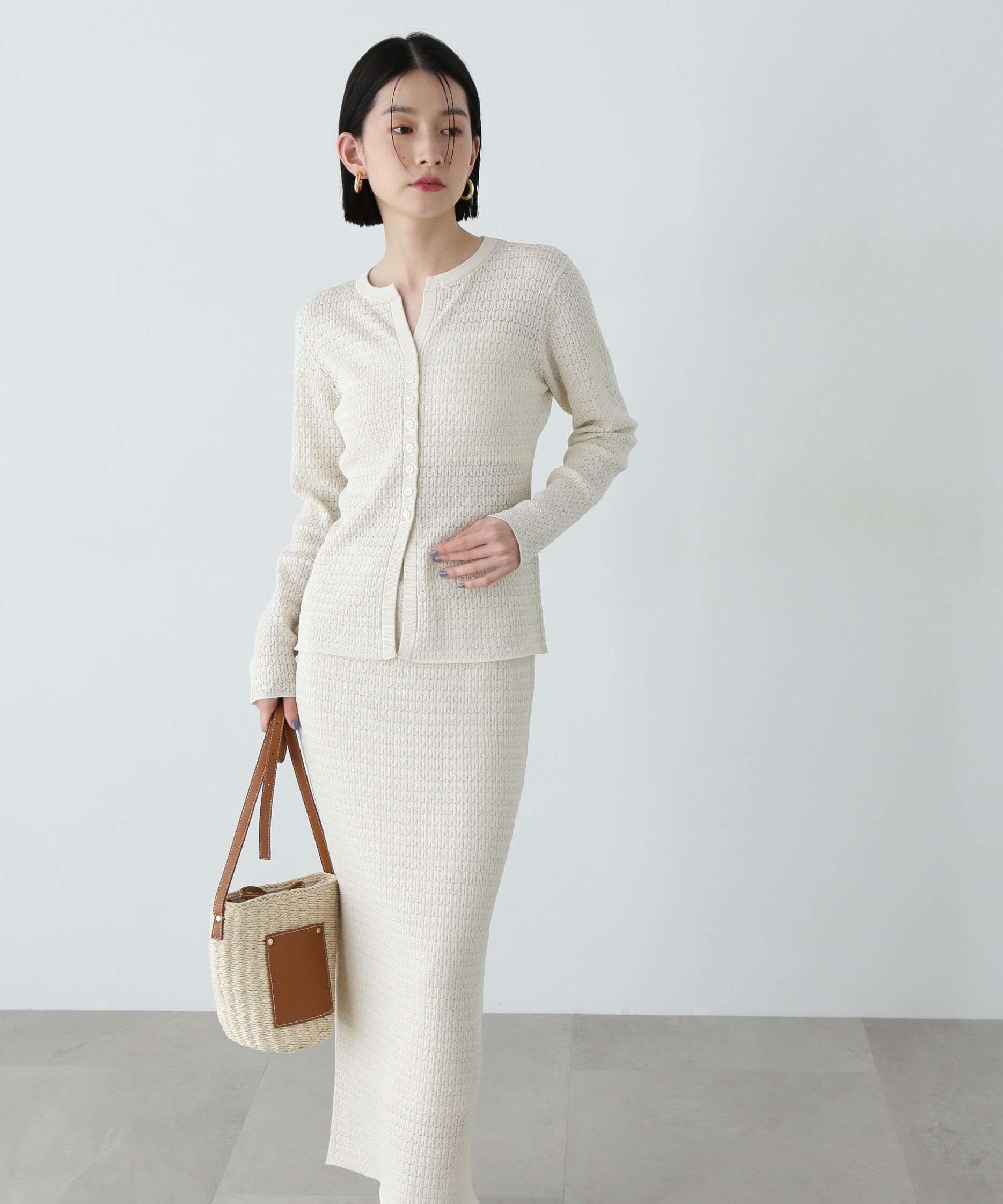  「柄編みニットセットアップ」|ワンピース|オフ1