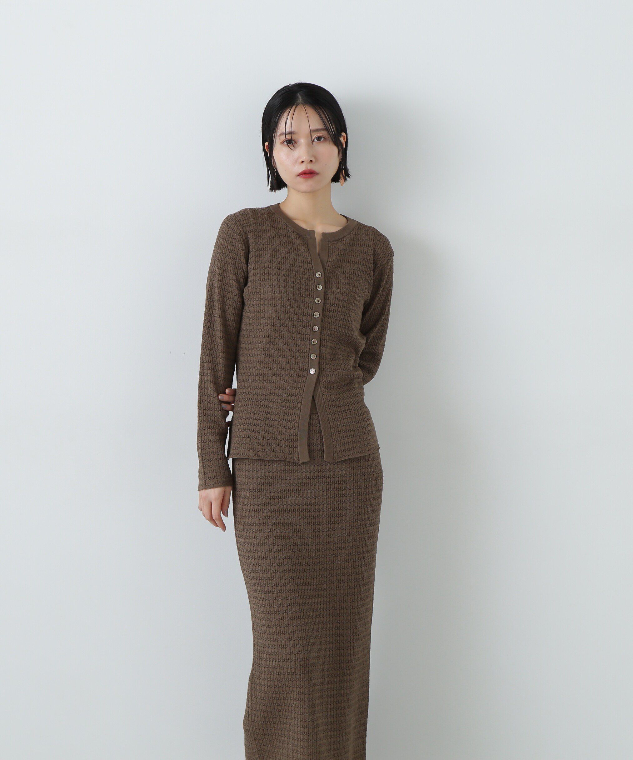  「柄編みニットセットアップ」|ワンピース|カーキ