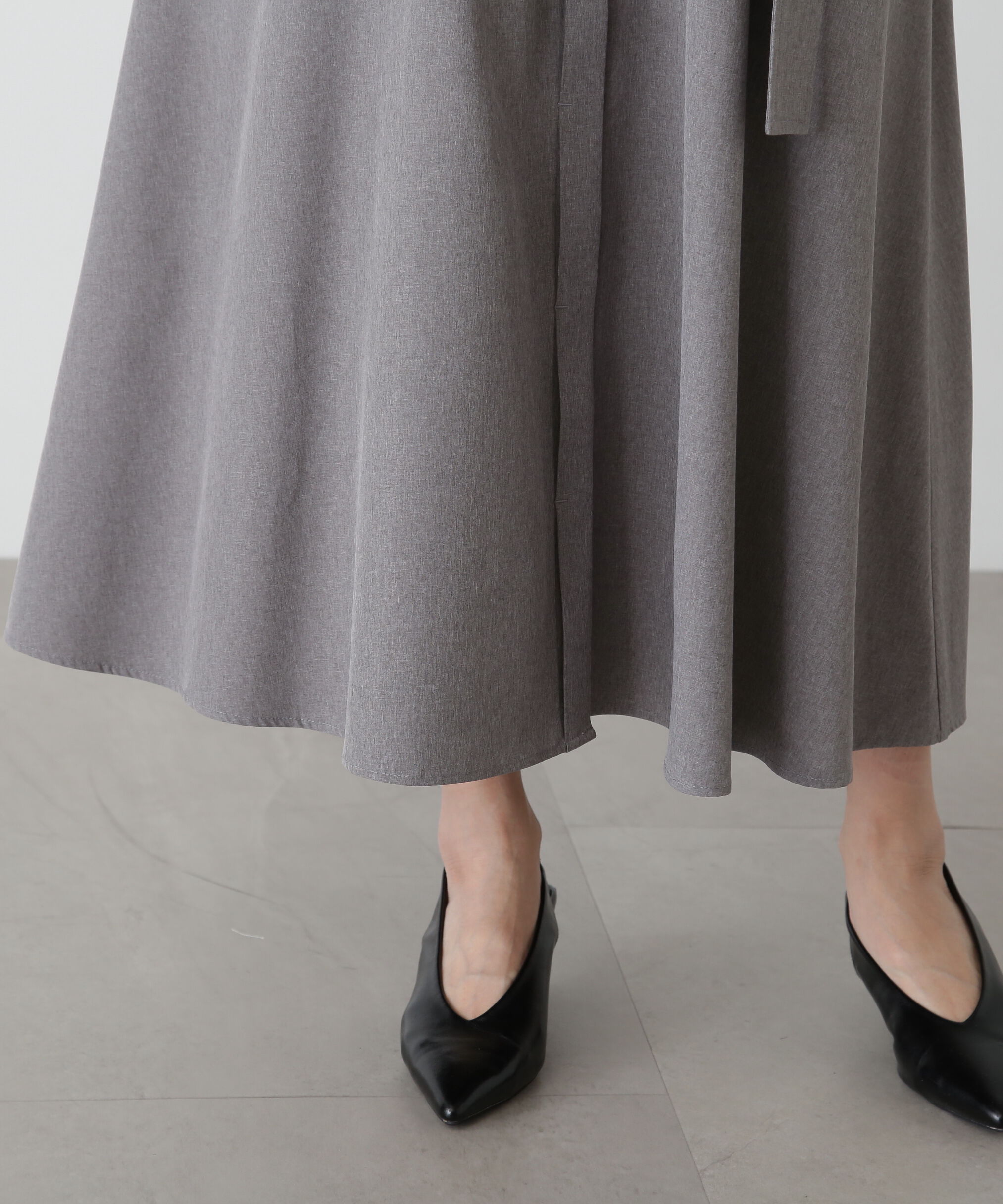  「リボンベルト付きシャツワンピース」|ワンピース|