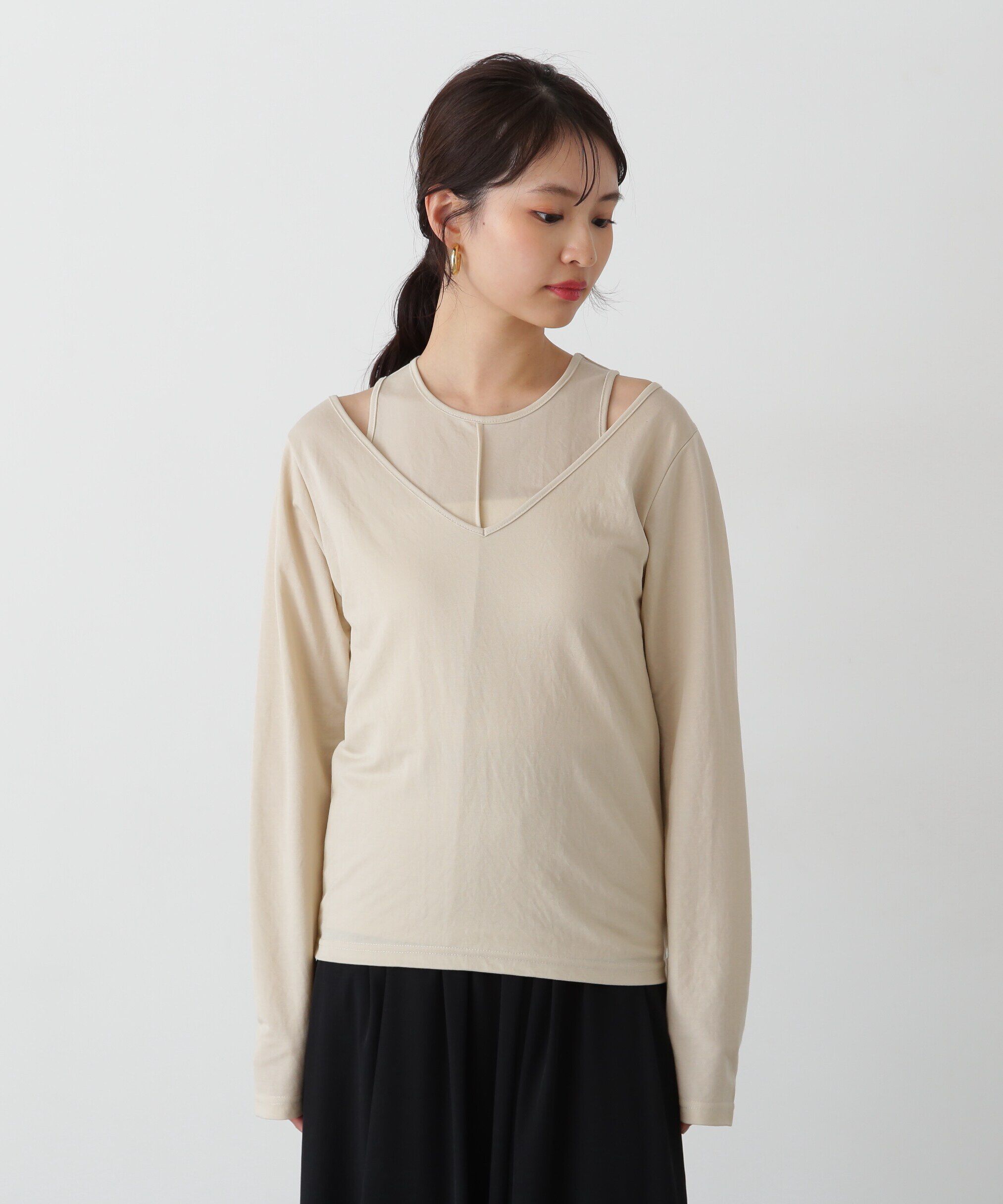  「タンク&times;ロンTレイヤードカットソー」|Tシャツ・カットソー|