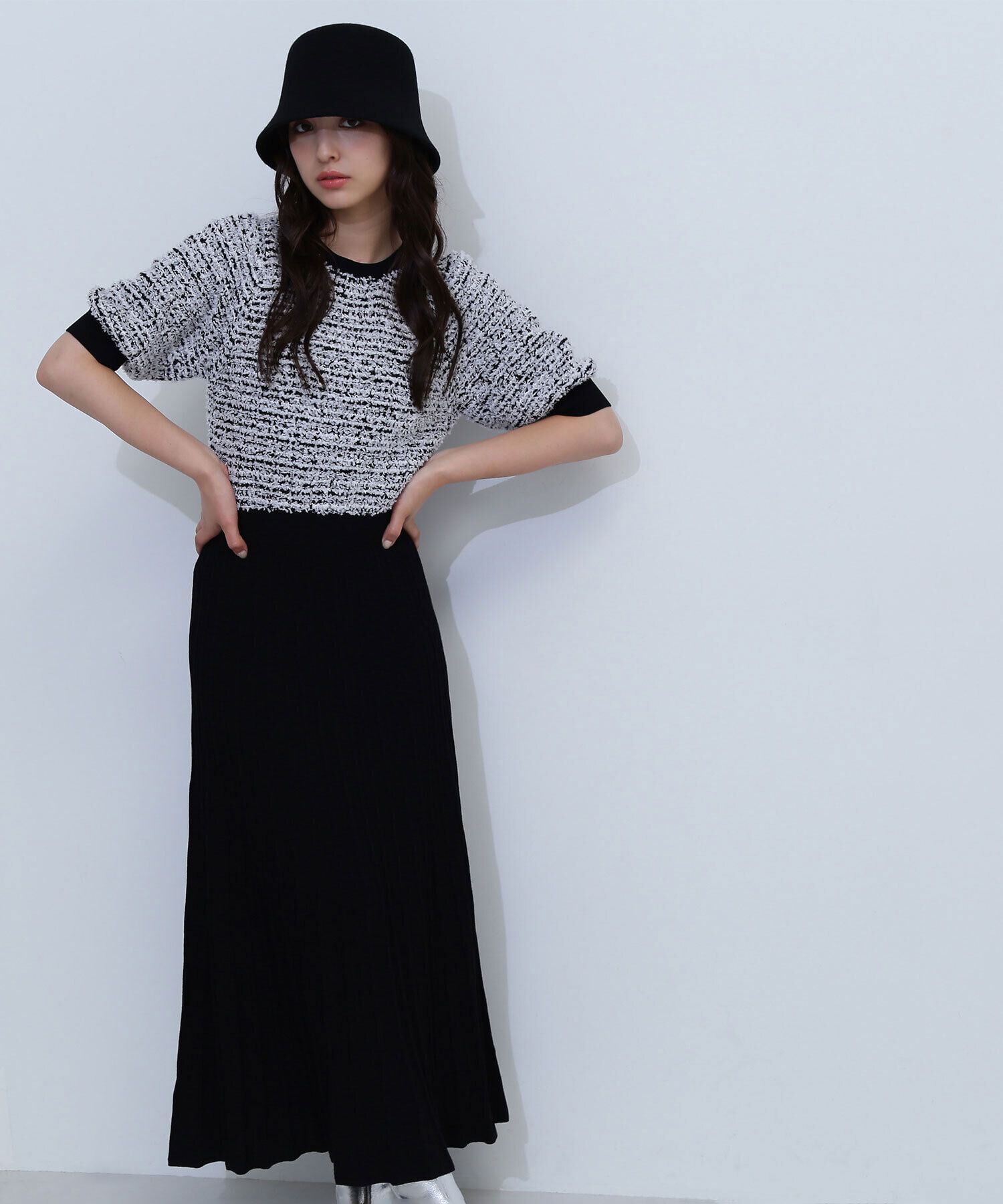  「ツイードニットワンピース」|ワンピース|