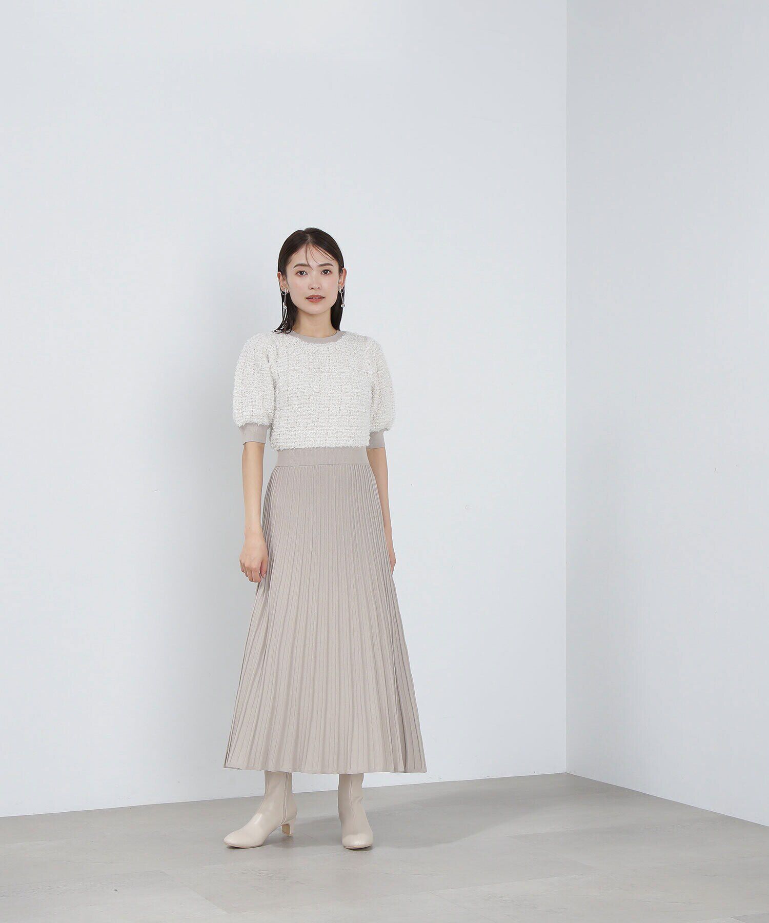  「ツイードニットワンピース」|ワンピース|