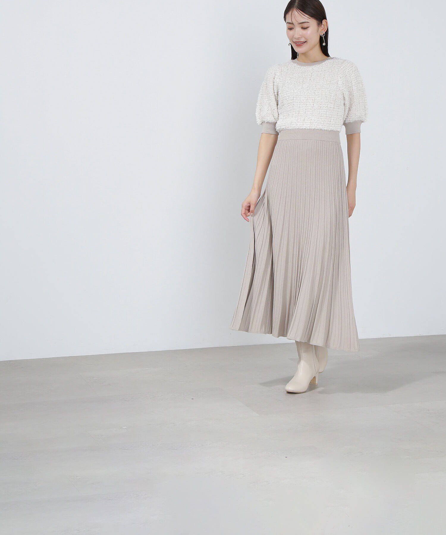  「ツイードニットワンピース」|ワンピース|