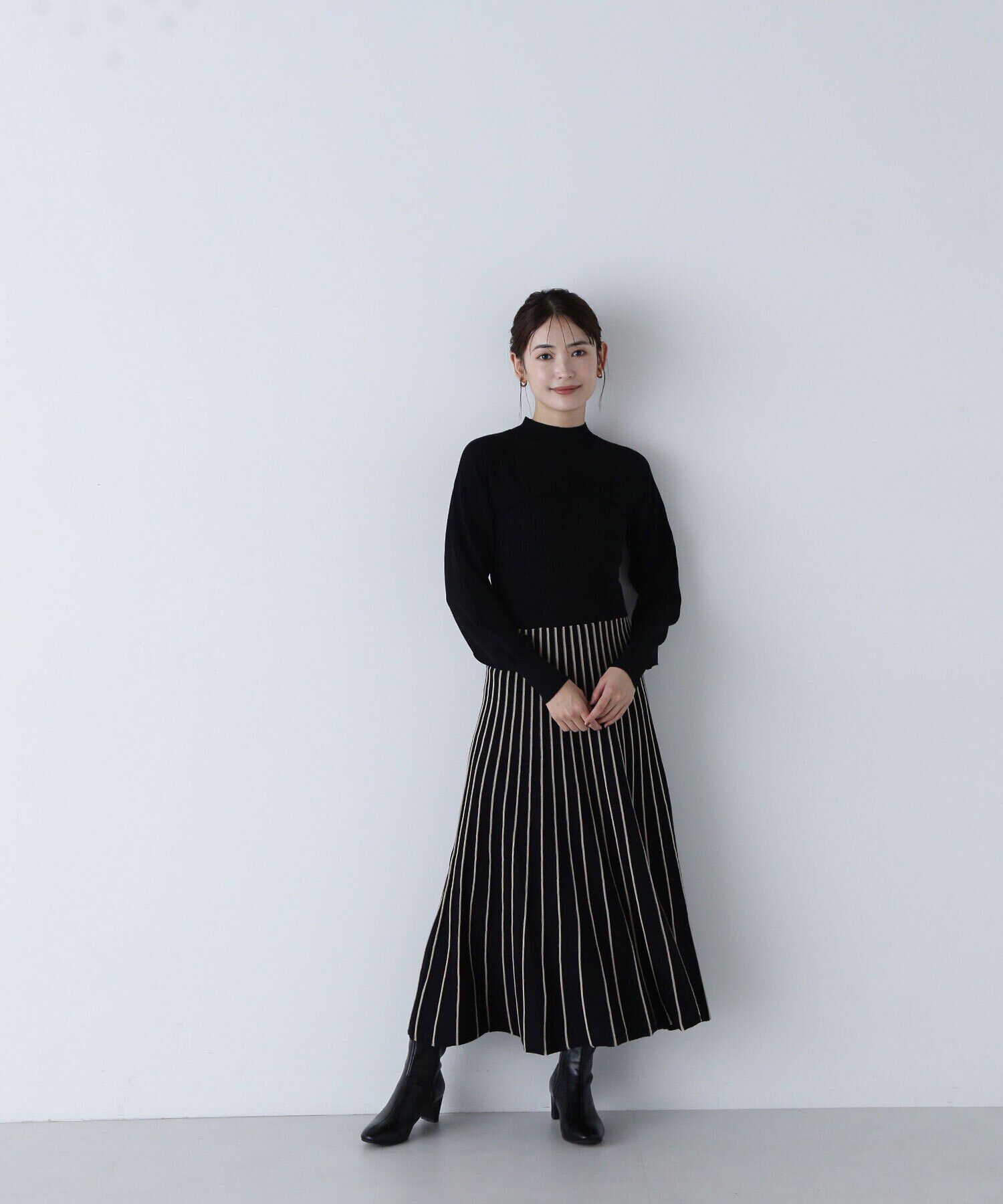  「ビスチェ切替バイカラーニットワンピース」|ワンピース|