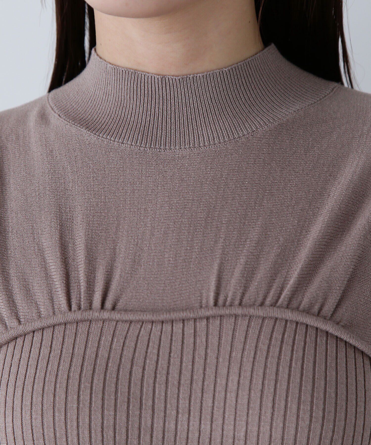  「ビスチェ切替バイカラーニットワンピース」|ワンピース|