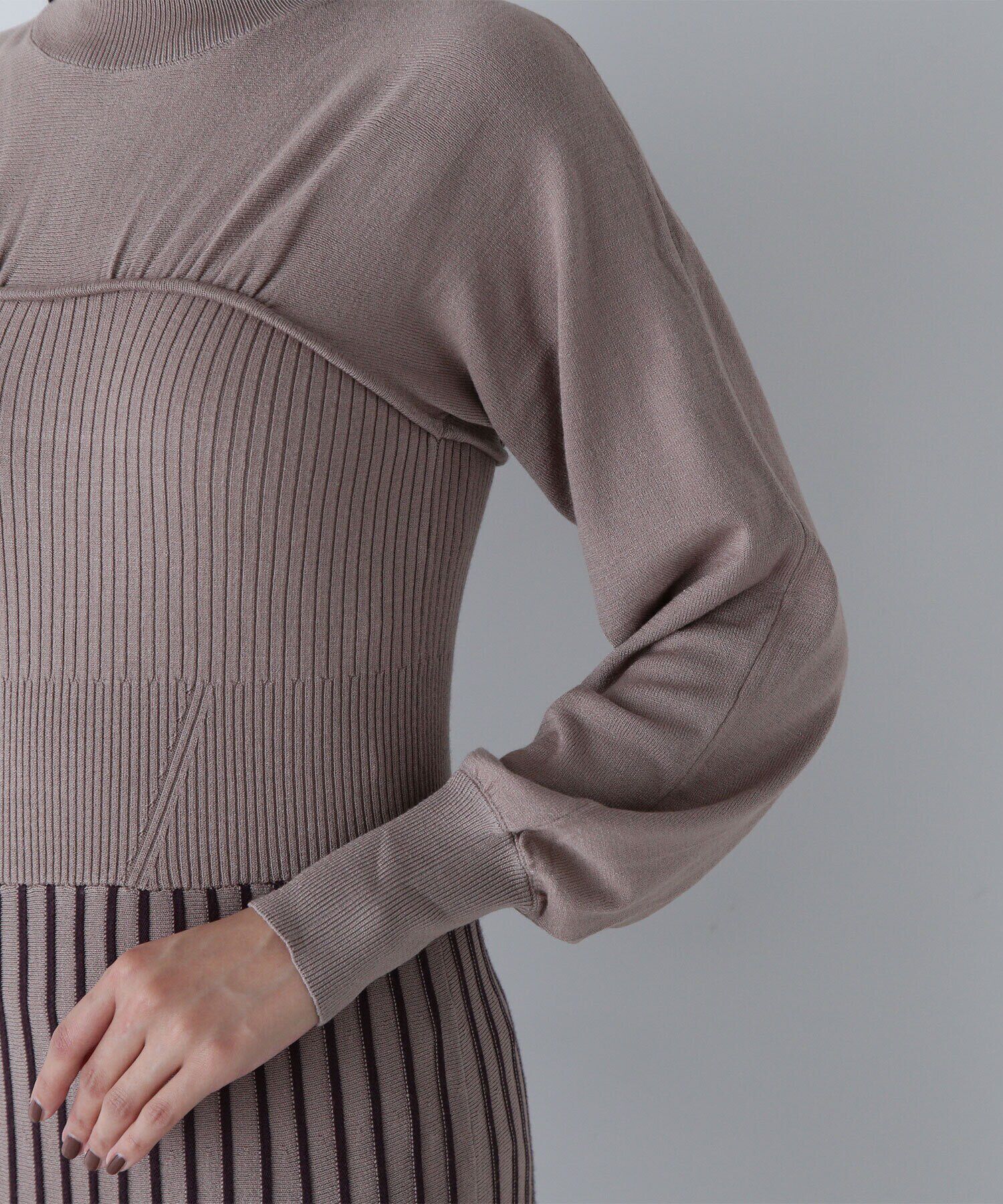  「ビスチェ切替バイカラーニットワンピース」|ワンピース|