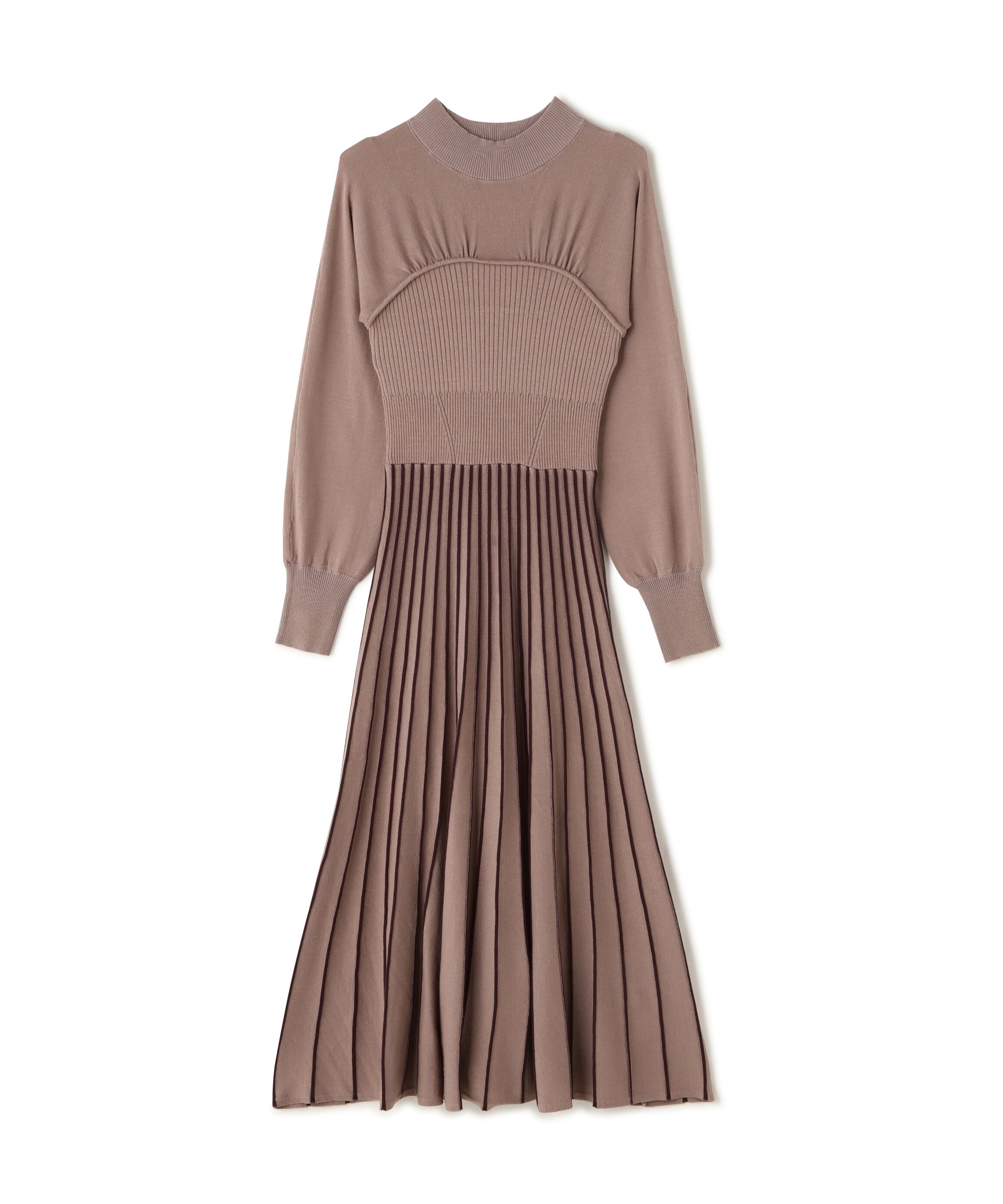  「ビスチェ切替バイカラーニットワンピース」|ワンピース|