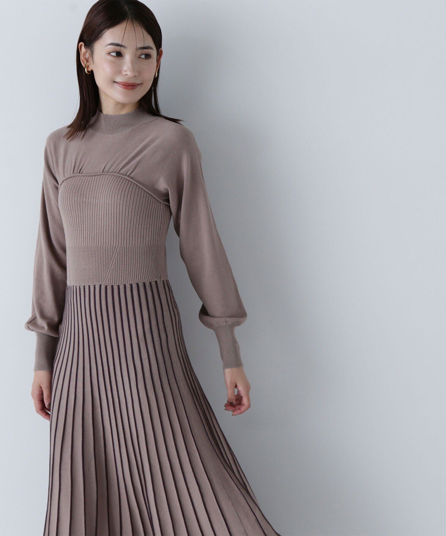  「ビスチェ切替バイカラーニットワンピース」|ワンピース|