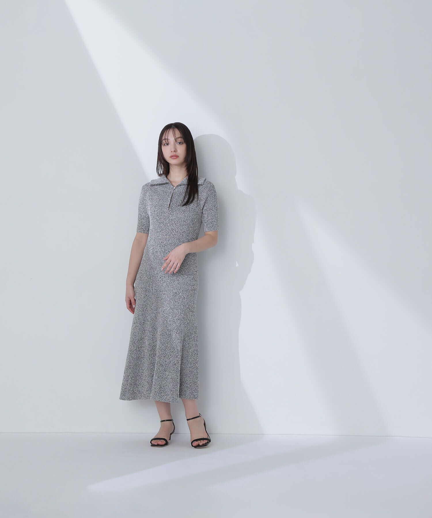  「ハーフジップナローニットワンピース」|ワンピース|