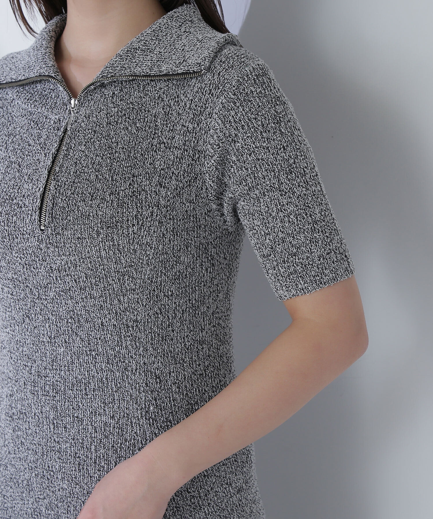  「ハーフジップナローニットワンピース」|ワンピース|