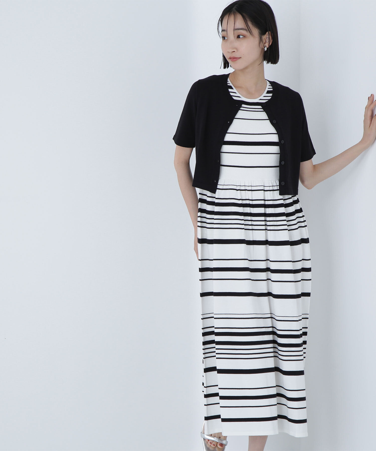  「アンサンブルボーダーニットワンピース」|ワンピース|