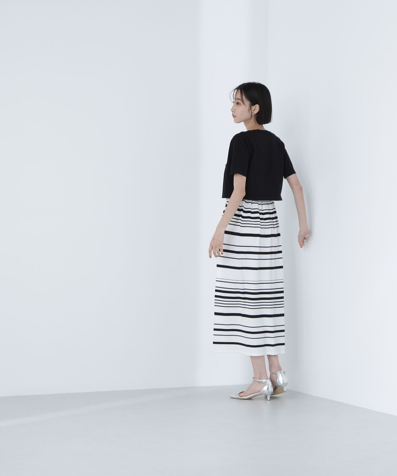  「アンサンブルボーダーニットワンピース」|ワンピース|