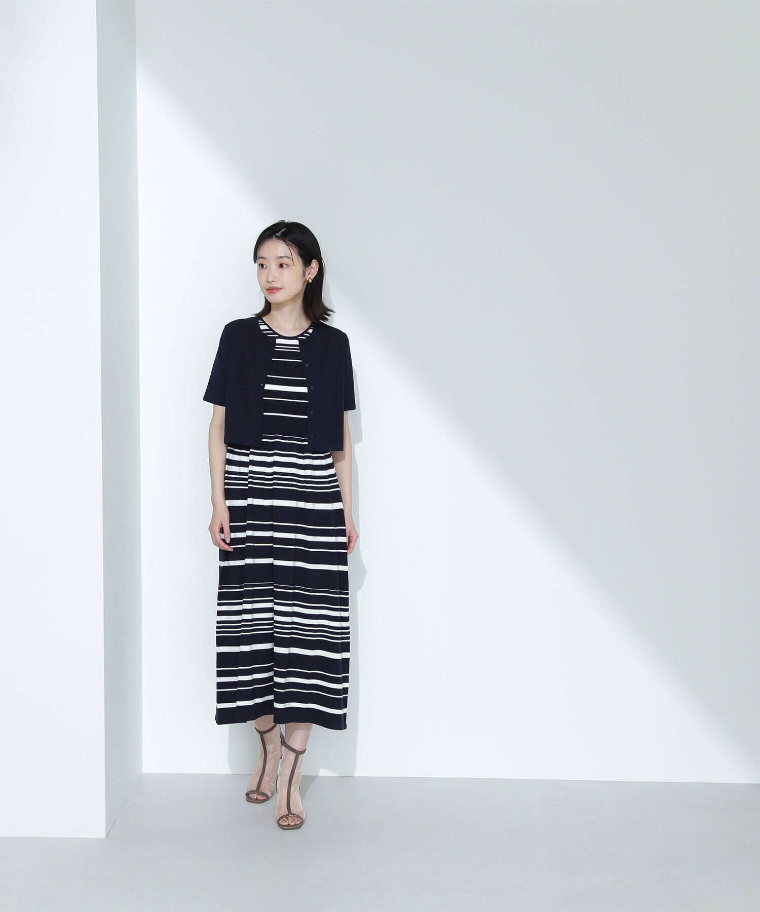  「アンサンブルボーダーニットワンピース」|ワンピース|