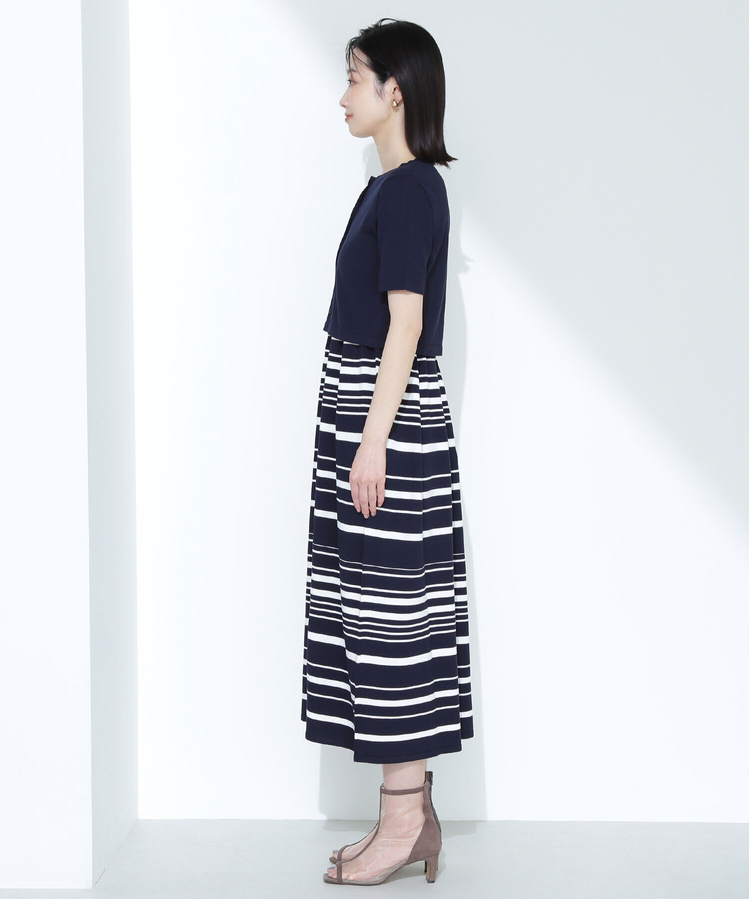  「アンサンブルボーダーニットワンピース」|ワンピース|