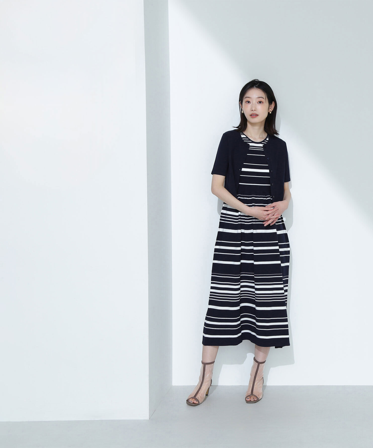  「アンサンブルボーダーニットワンピース」|ワンピース|