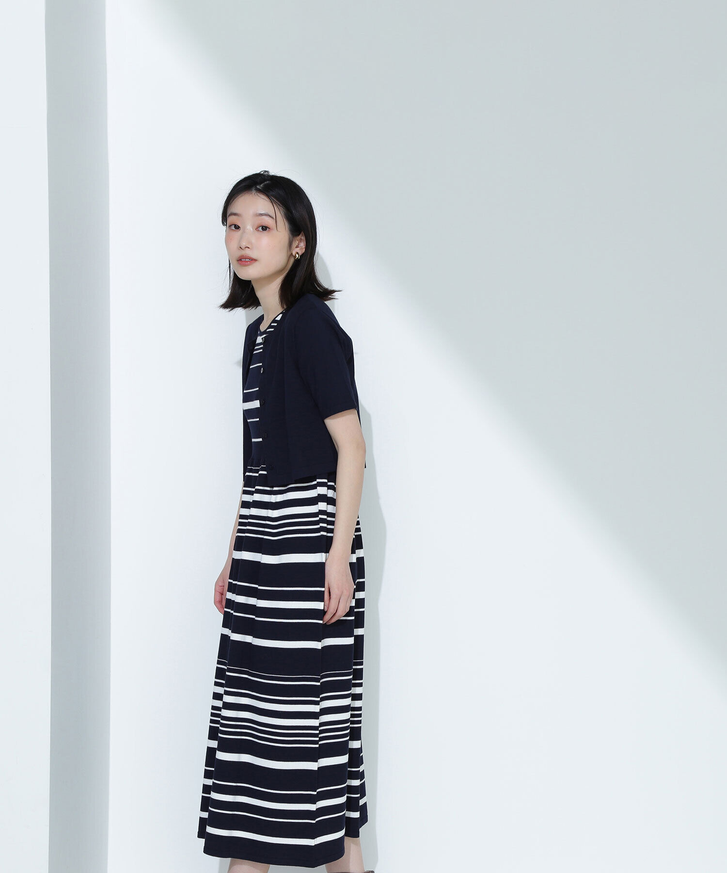  「アンサンブルボーダーニットワンピース」|ワンピース|