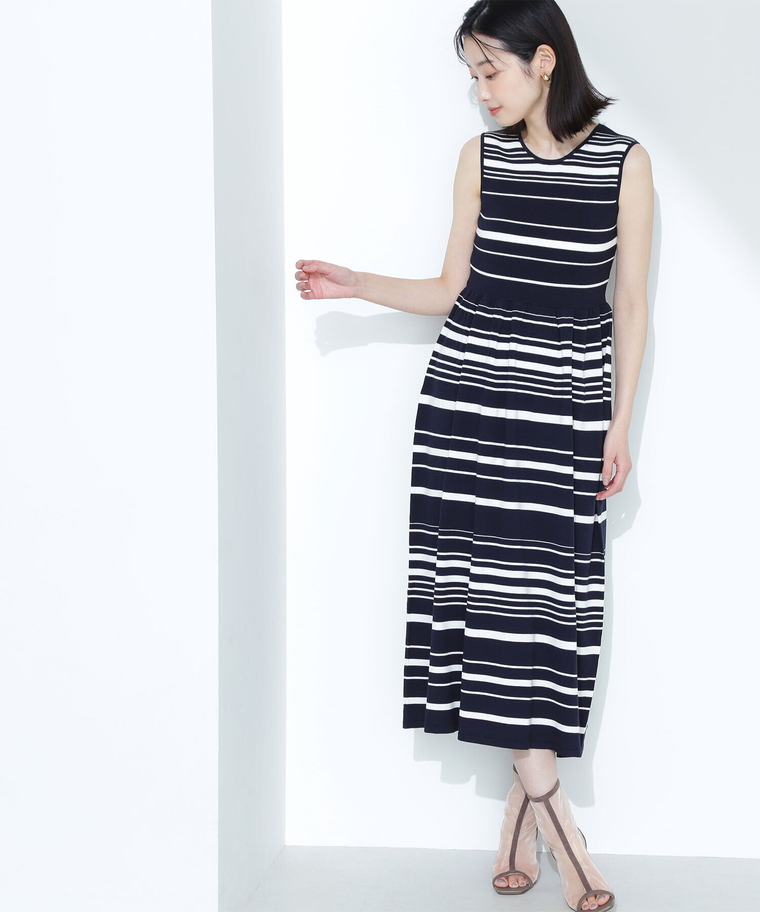  「アンサンブルボーダーニットワンピース」|ワンピース|