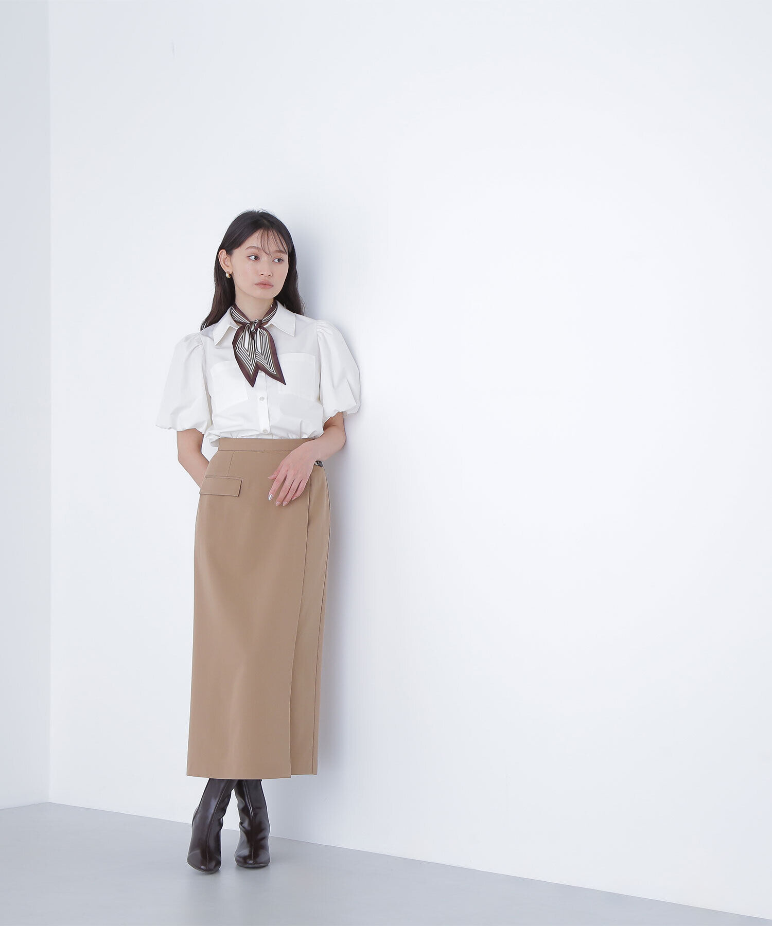  「スカーフ付バルーンスリーブシャツ」|シャツ・ブラウス|